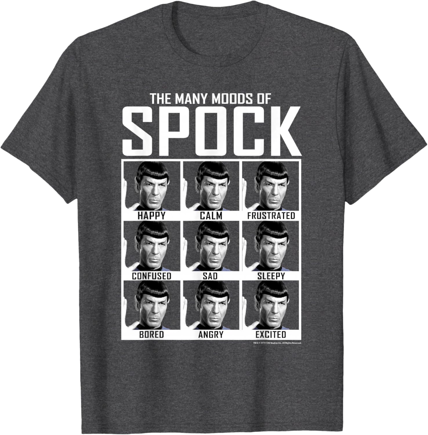 Star Trek Spock Moods Textbook T-Shirt for Fans of Classic Sci-Fi Fashion - 8