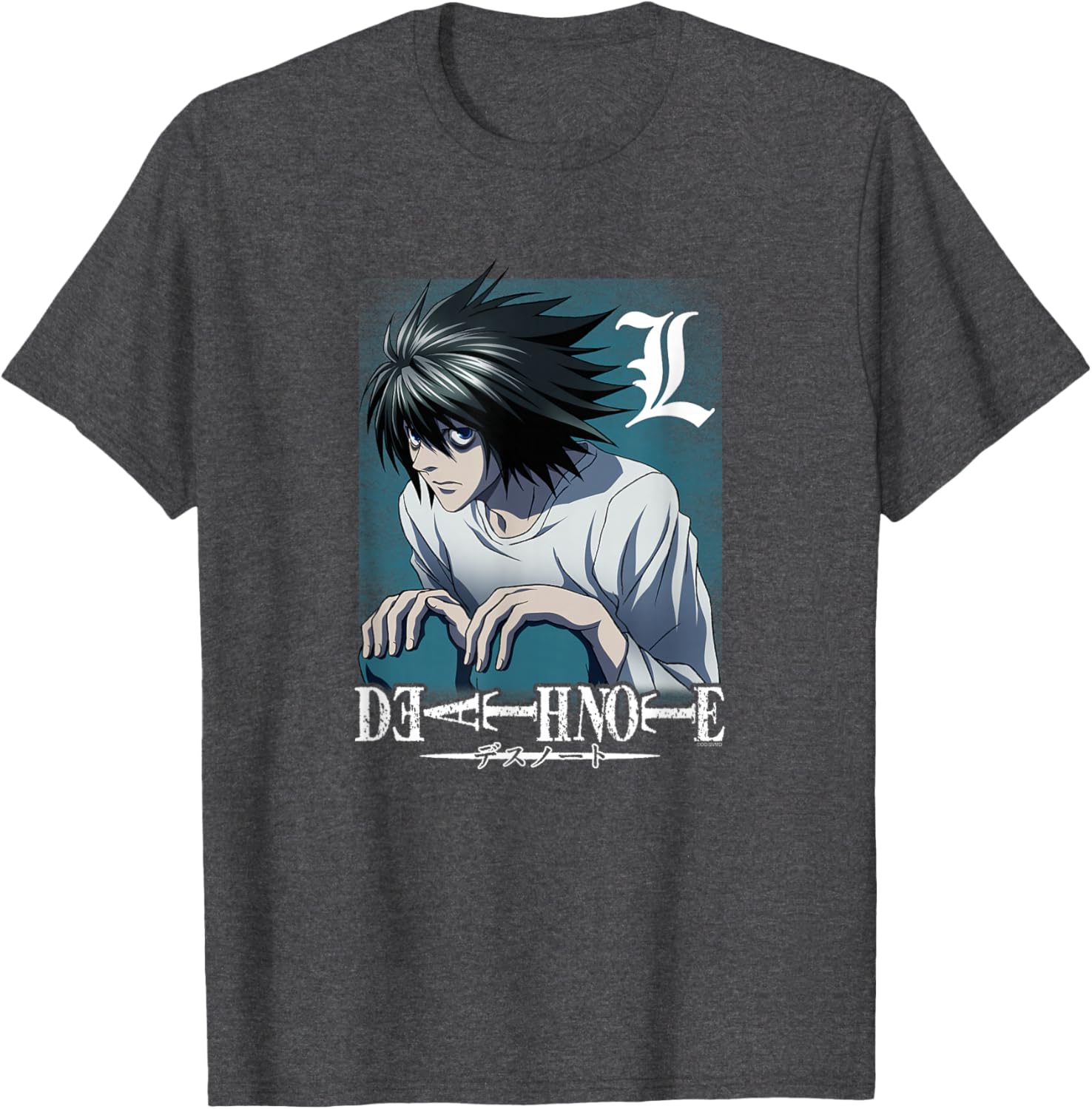 Death Note L Crouching Logo Anime T-Shirt for Fans of Manga and Anime - 1