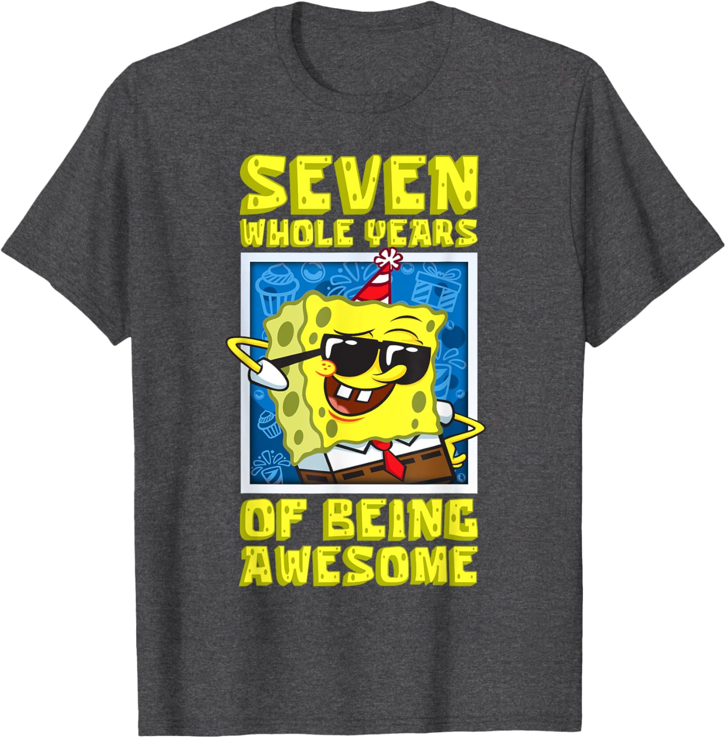 Mademark SpongeBob Seven Years of Awesome 7th Birthday Gift T-Shirt - 11