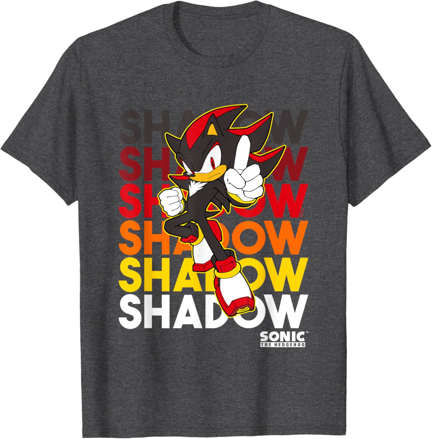 Sonic The Hedgehog Shadow Logo Stacked Text Cool Graphic T-Shirt - 12