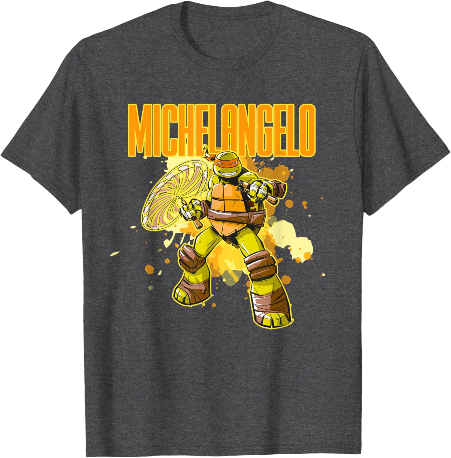 Mademark Teenage Mutant Ninja Turtles Michelangelo Orange Splatter T-Shirt - 3
