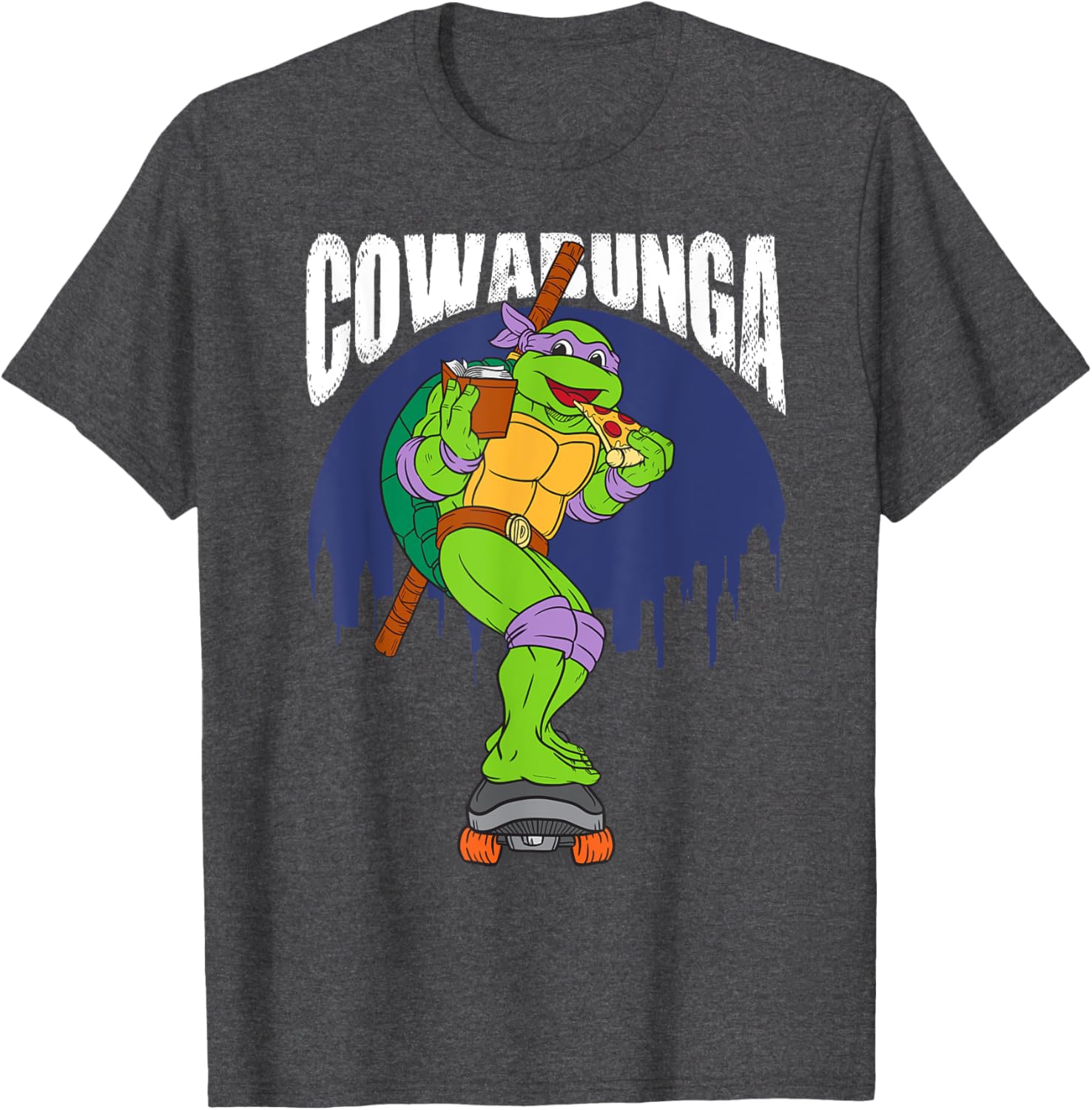 Cowabunga Donatello on Skates Pizza T-Shirt for TMNT Fans - 8