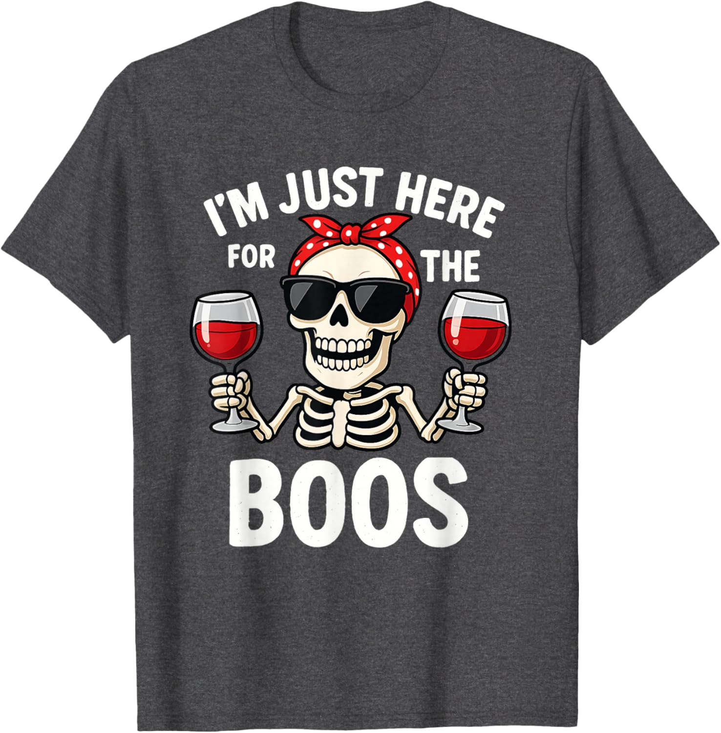 Funny Women's Skeleton T-Shirt I'm Just Here for The Boos Halloween Top - 2
