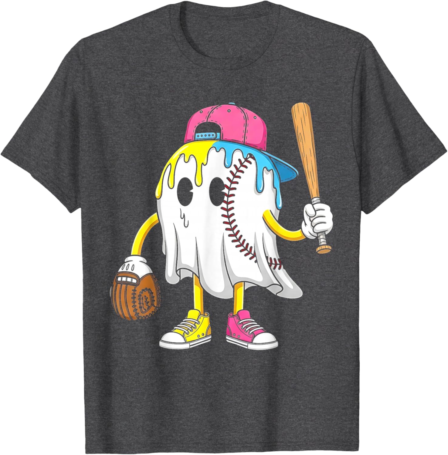 Funny Halloween Baseball Shirt for Boys with Ghost Graphic Design - 5