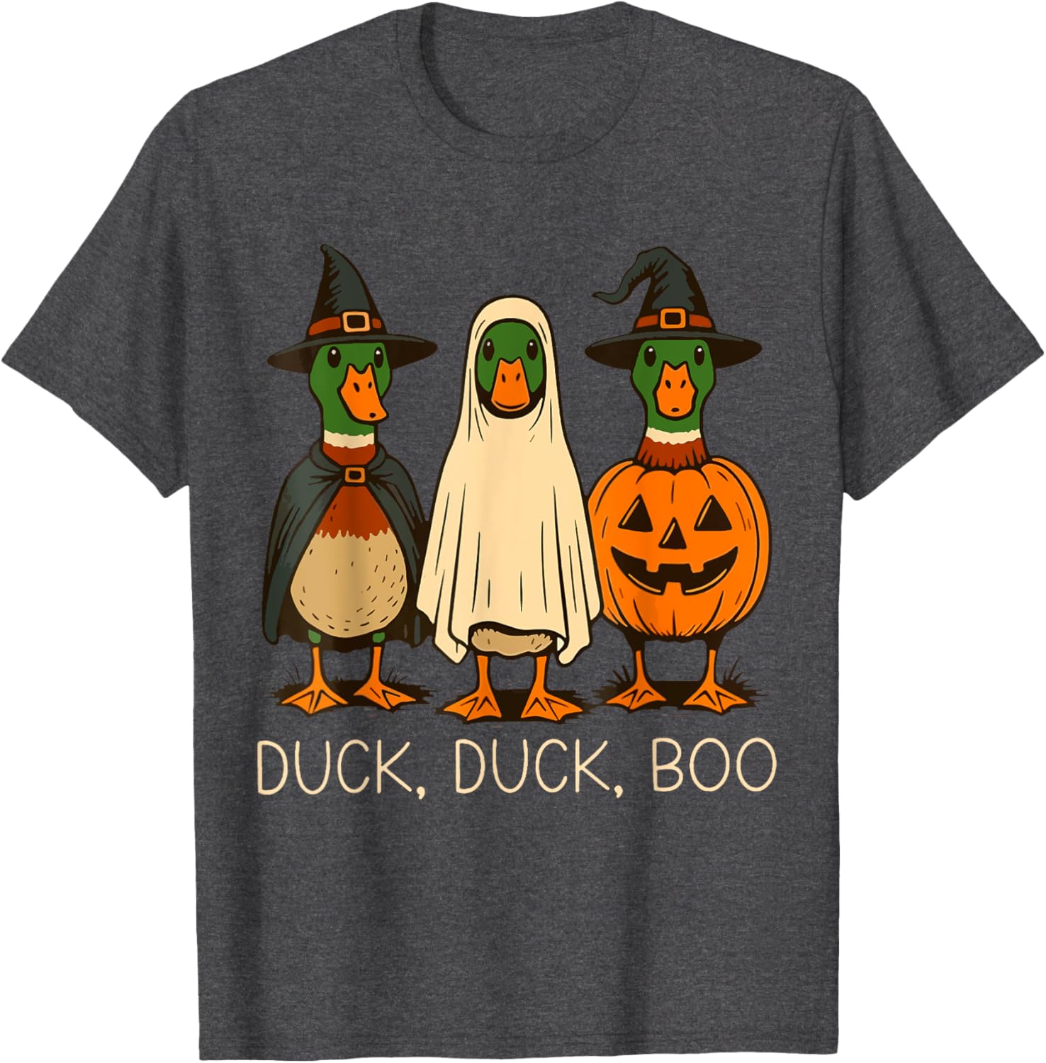Cute Duck Duck Boo Halloween Pumpkin T-Shirt for Fall Fun - 4