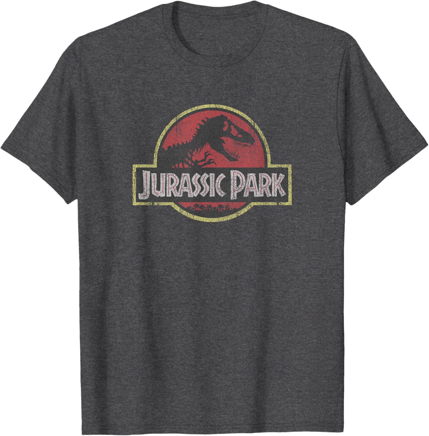 Classic Jurassic Park Retro Red Distressed Logo T-Shirt for Fans - 1
