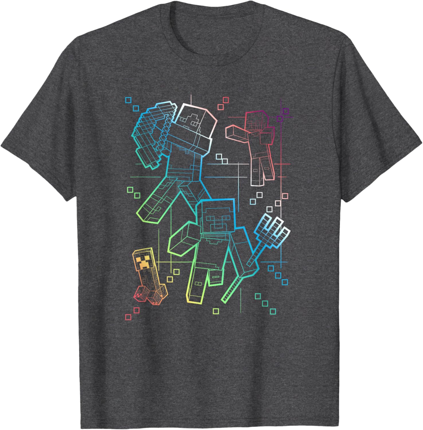 Minecraft Rainbow Collage T-Shirt for Gamers – Fun Group Shot Design - 7