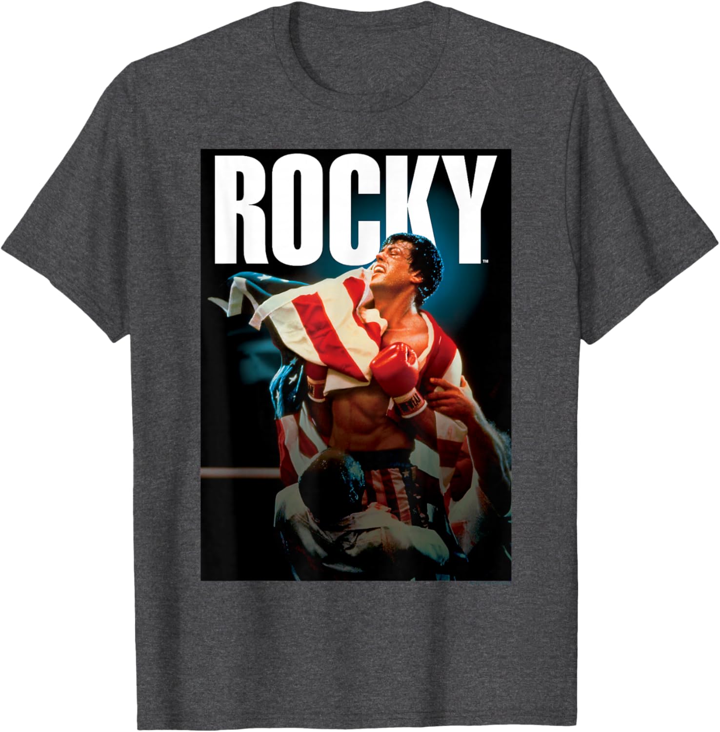 Rocky IV American Flag Portrait T-Shirt for Fans of Classic Movies - 13