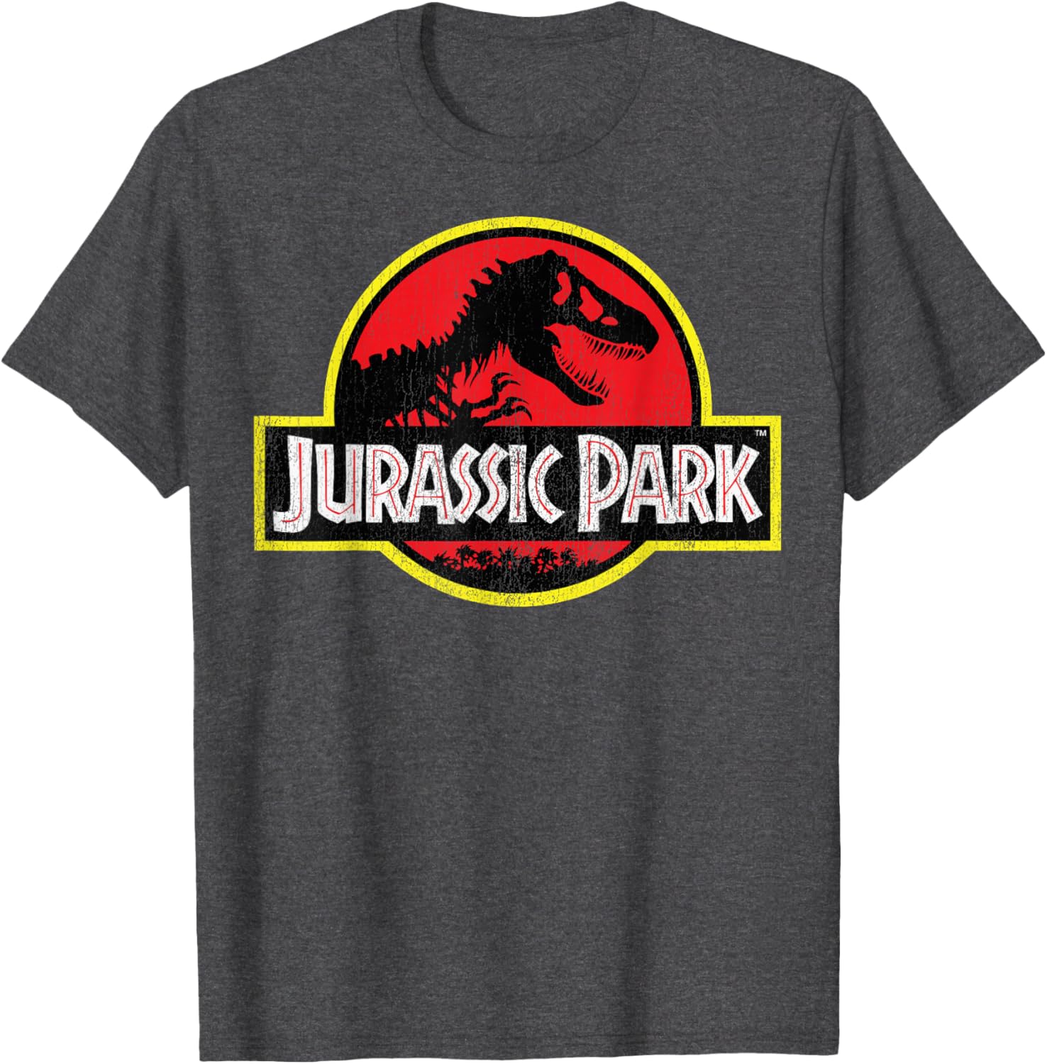 Jurassic Park Vintage Distressed Logo T-Shirt Classic Fit Black Tee - 2