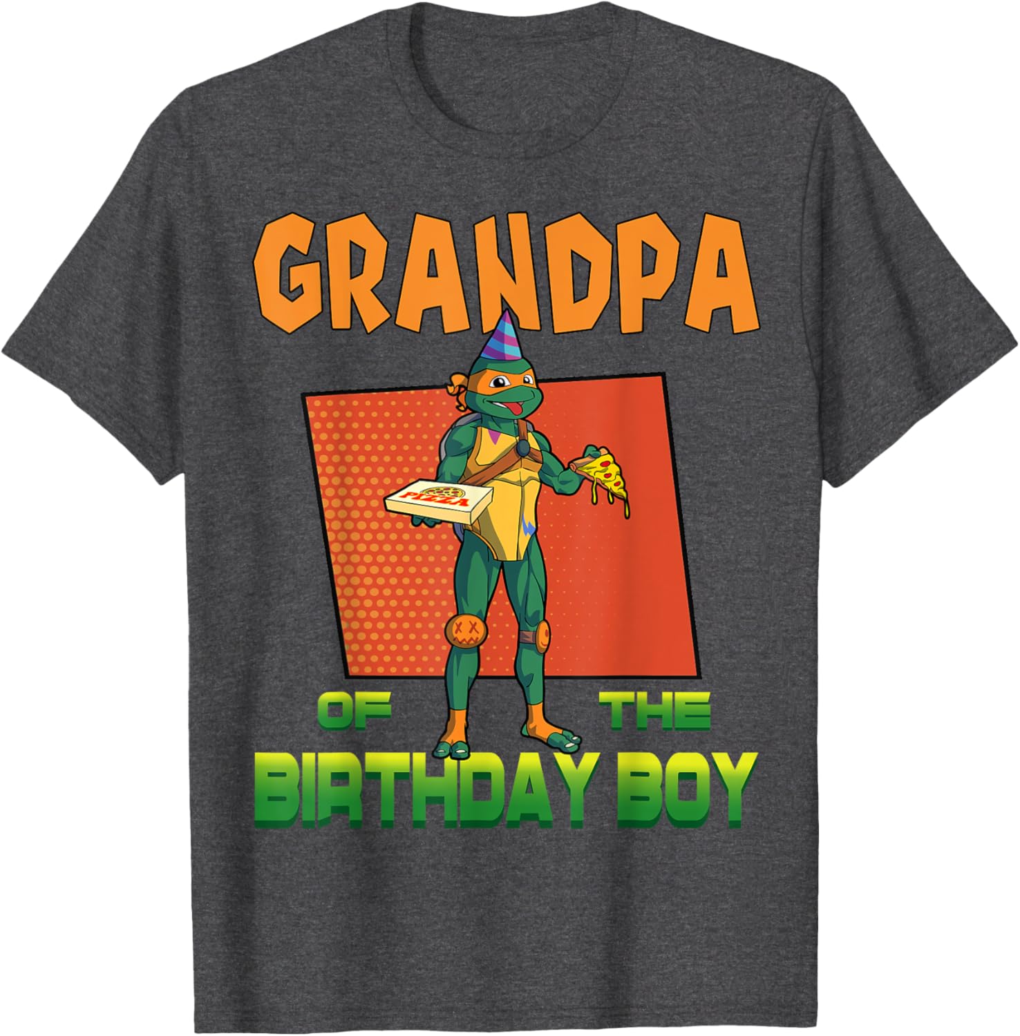 Mademark X TMNT Mikey Grandpa Birthday Pizza Party T-Shirt for Kids - 12
