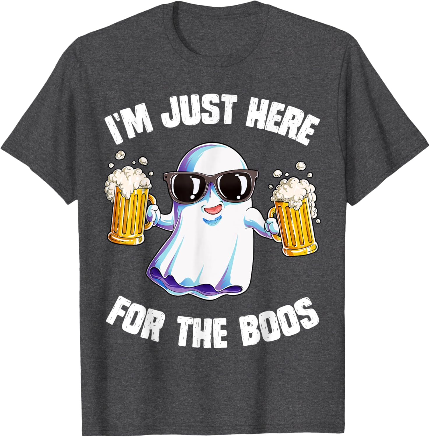 Funny Halloween Ghost T-Shirt for Men and Women I'm Just Here For The Boos - 12