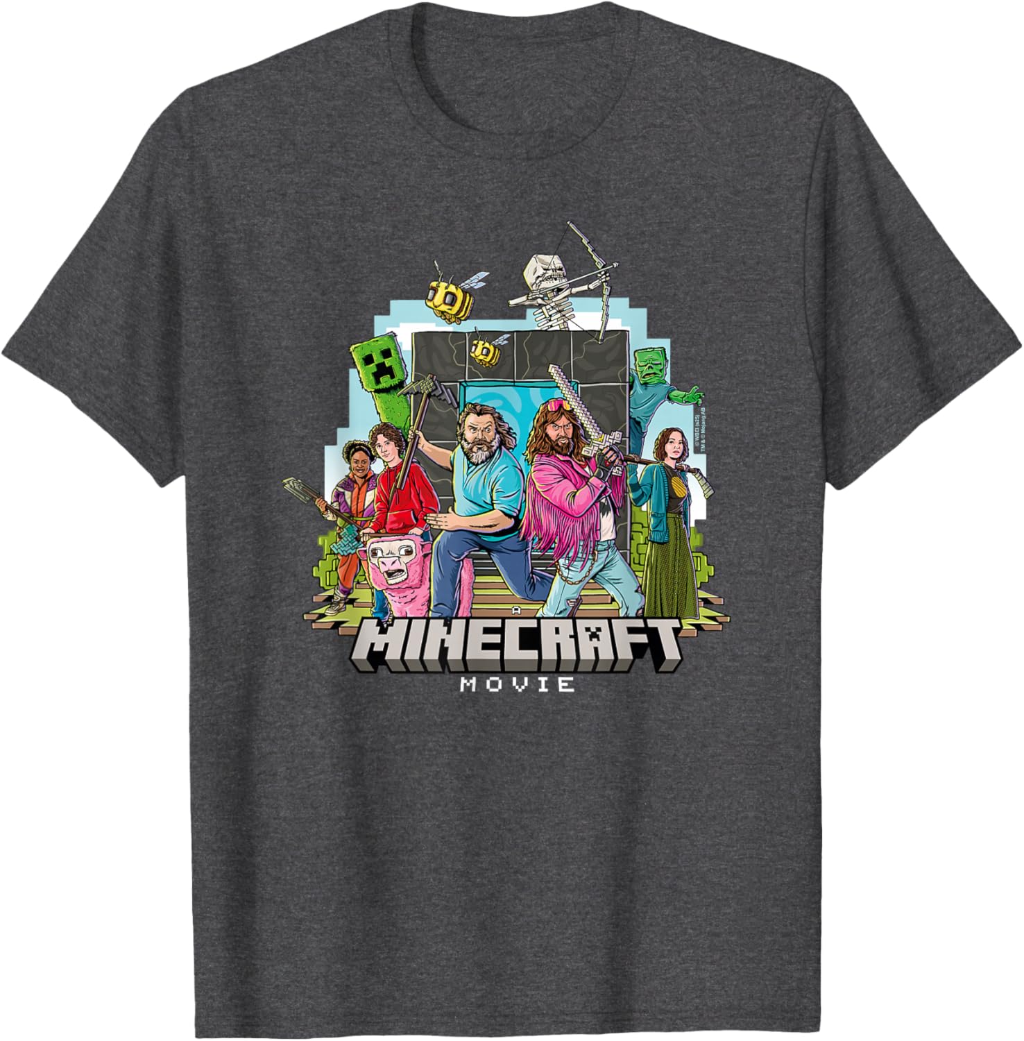 Minecraft Movie Character Group Shot T-Shirt in Cartoon Style - 5