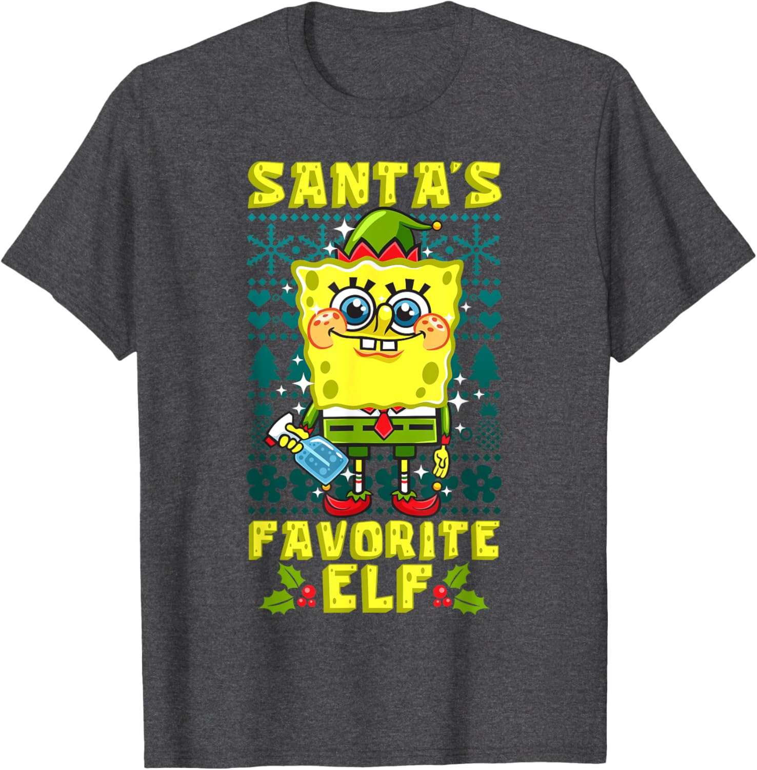 Mademark SpongeBob SquarePants Xmas Elf Matching T-Shirt for Holiday Cheer - 7