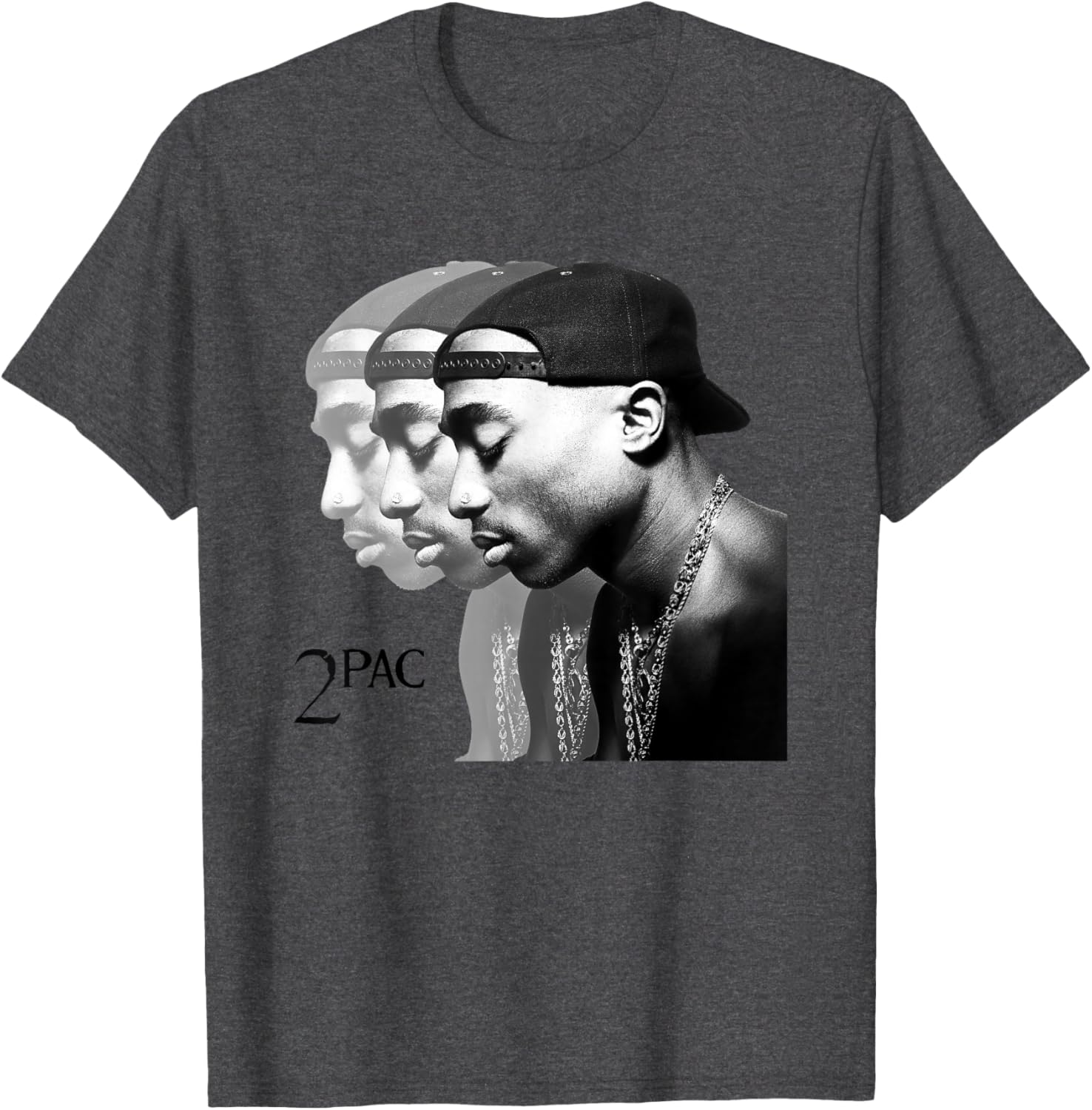 Tupac Shakur Unisex Repeat T-Shirt in Blue, Short Sleeve Cotton Blend - 1