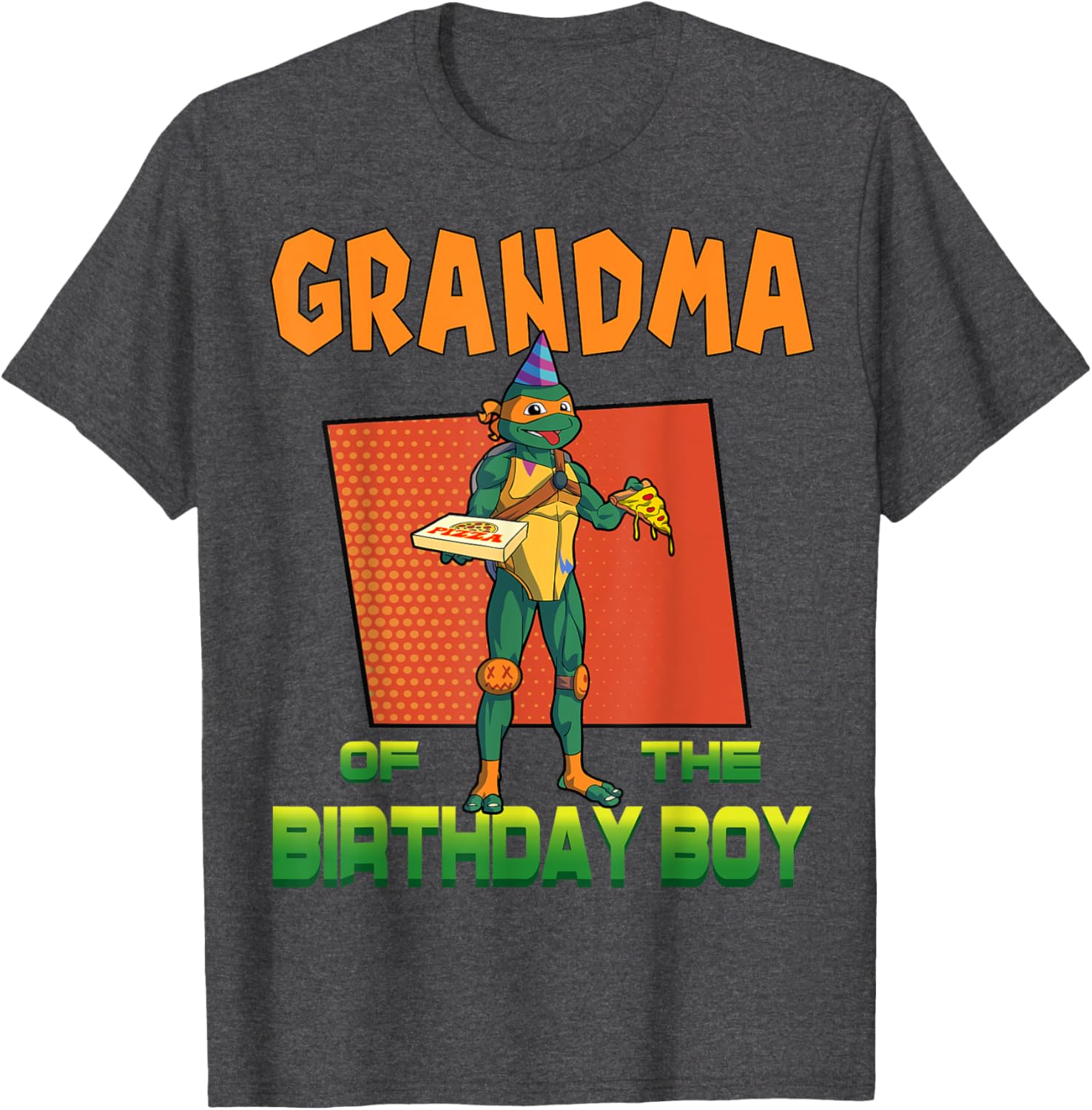 Mademark TMNT Mikey Grandma Birthday Boy Pizza Party T-Shirt for Kids - 10