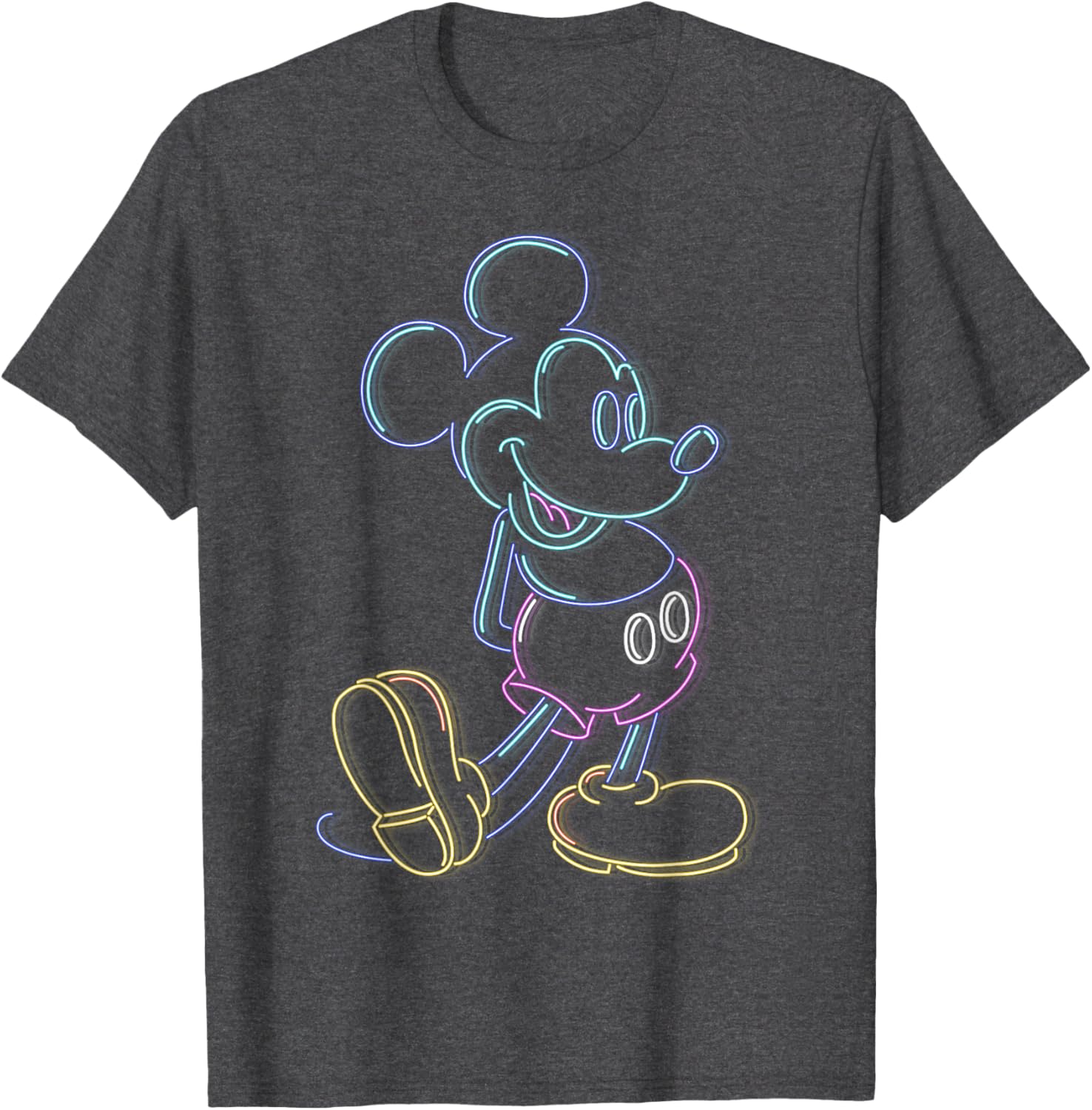 Disney Mickey Mouse Neon Line Portrait T-Shirt for Kids and Adults - 1