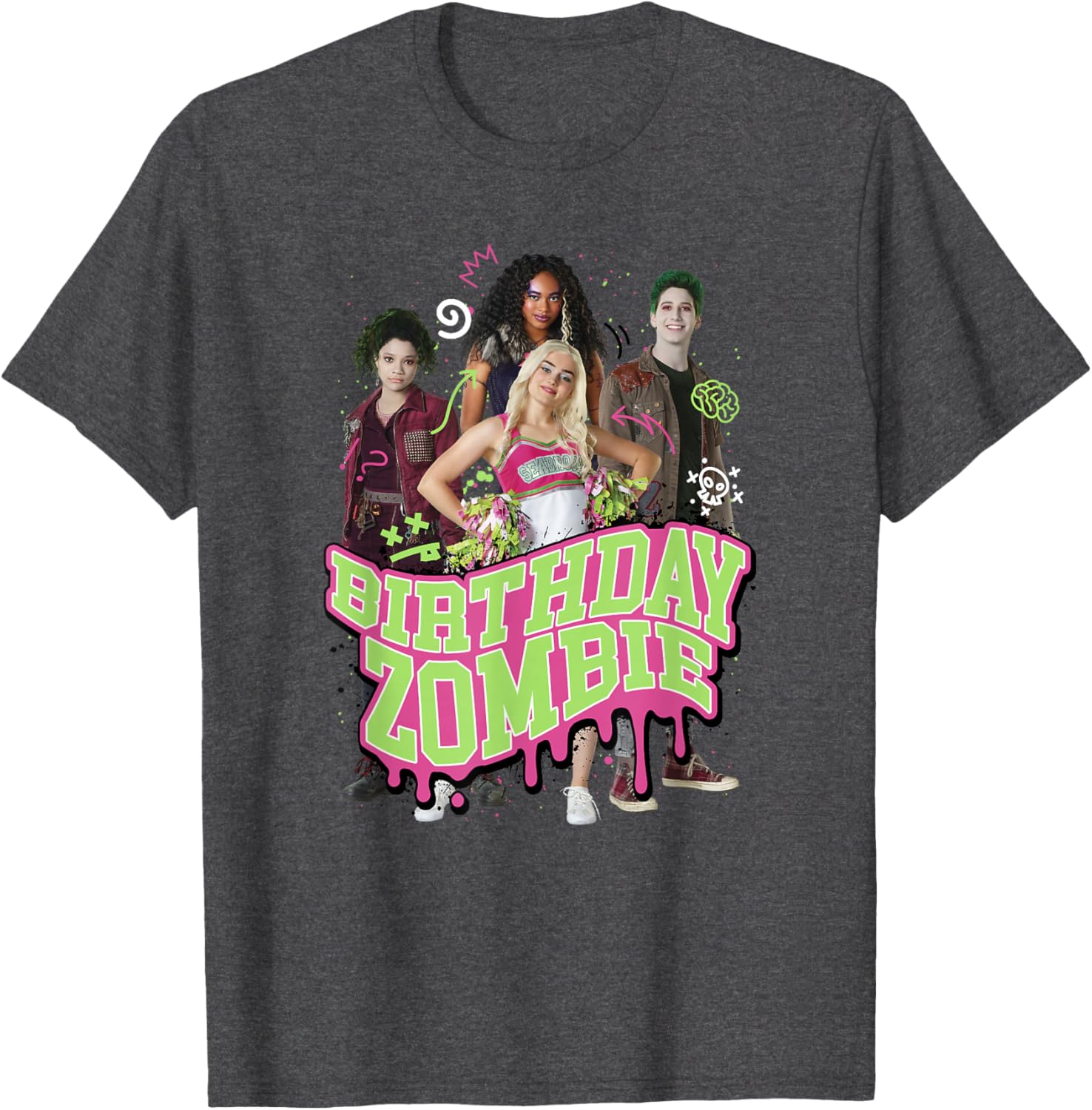 Disney Zombies Birthday Zombie Group Poster T-Shirt for Kids and Fans - 6