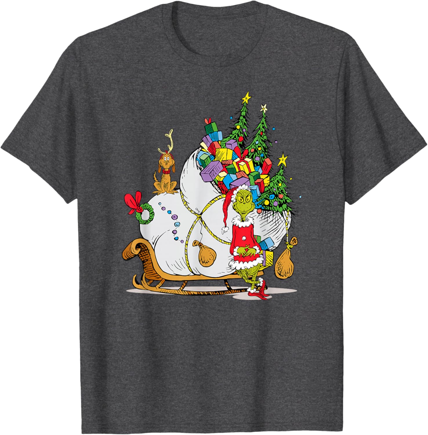 Dr. Seuss Grinch Sleigh T-Shirt - Fun Christmas Apparel for Everyone - 8