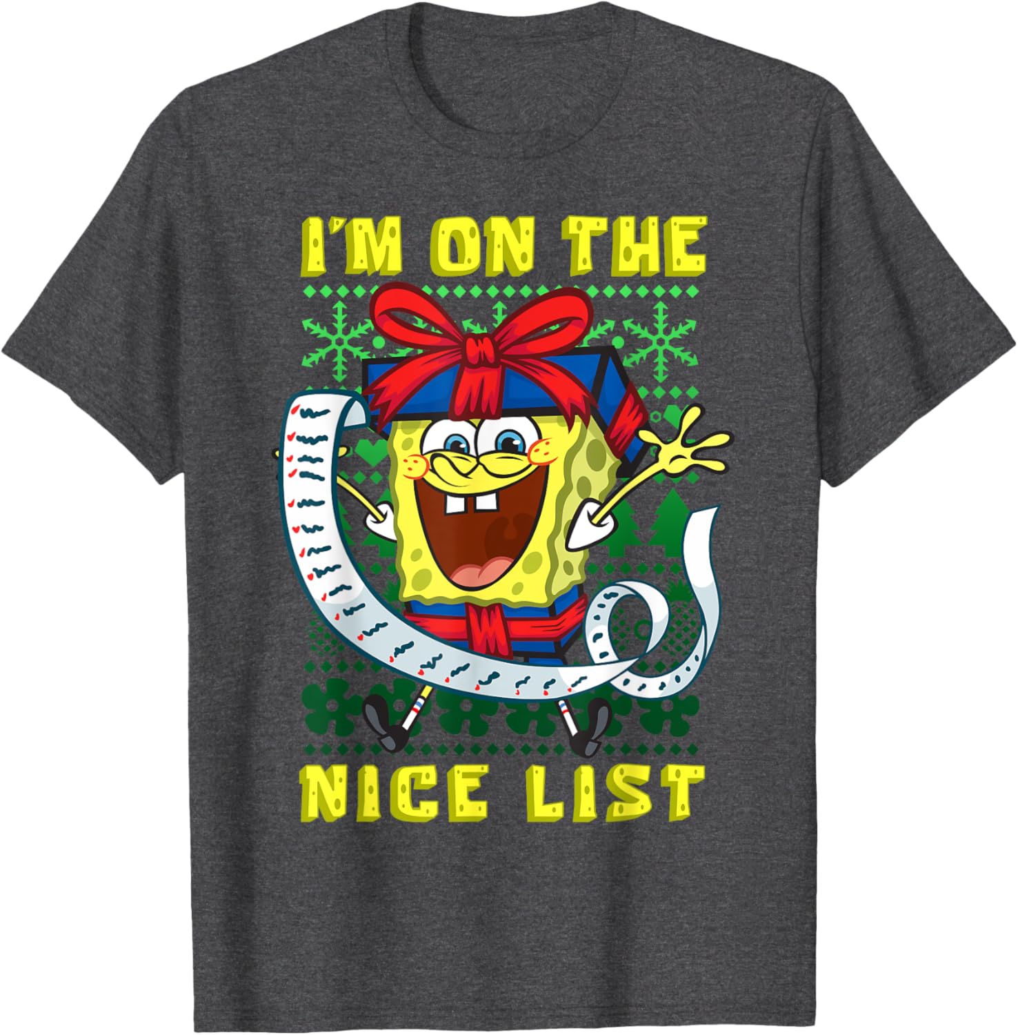 Mademark SpongeBob SquarePants Christmas Nice List T-Shirt for Kids - 6