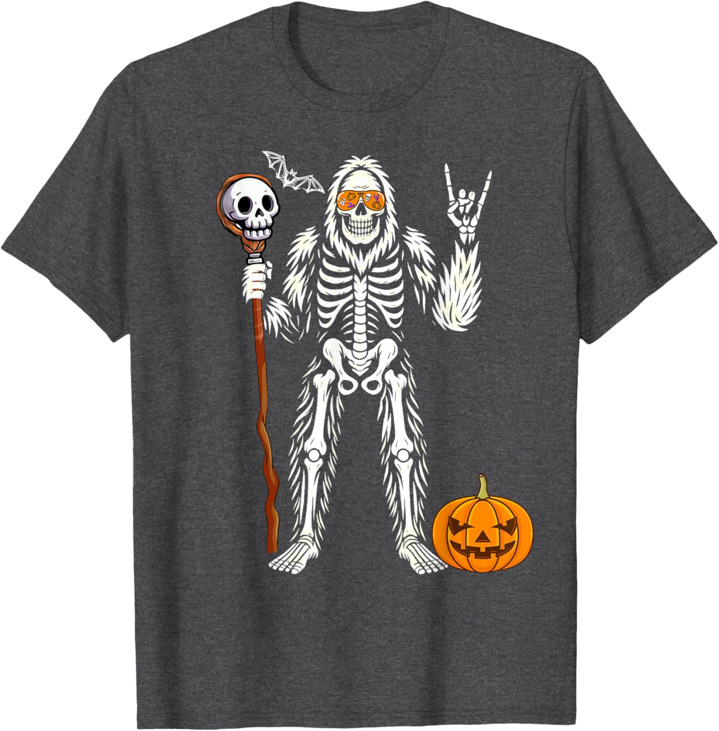 Halloween Skeleton Bigfoot Pumpkin Skull T-Shirt for Men and Boys - 4