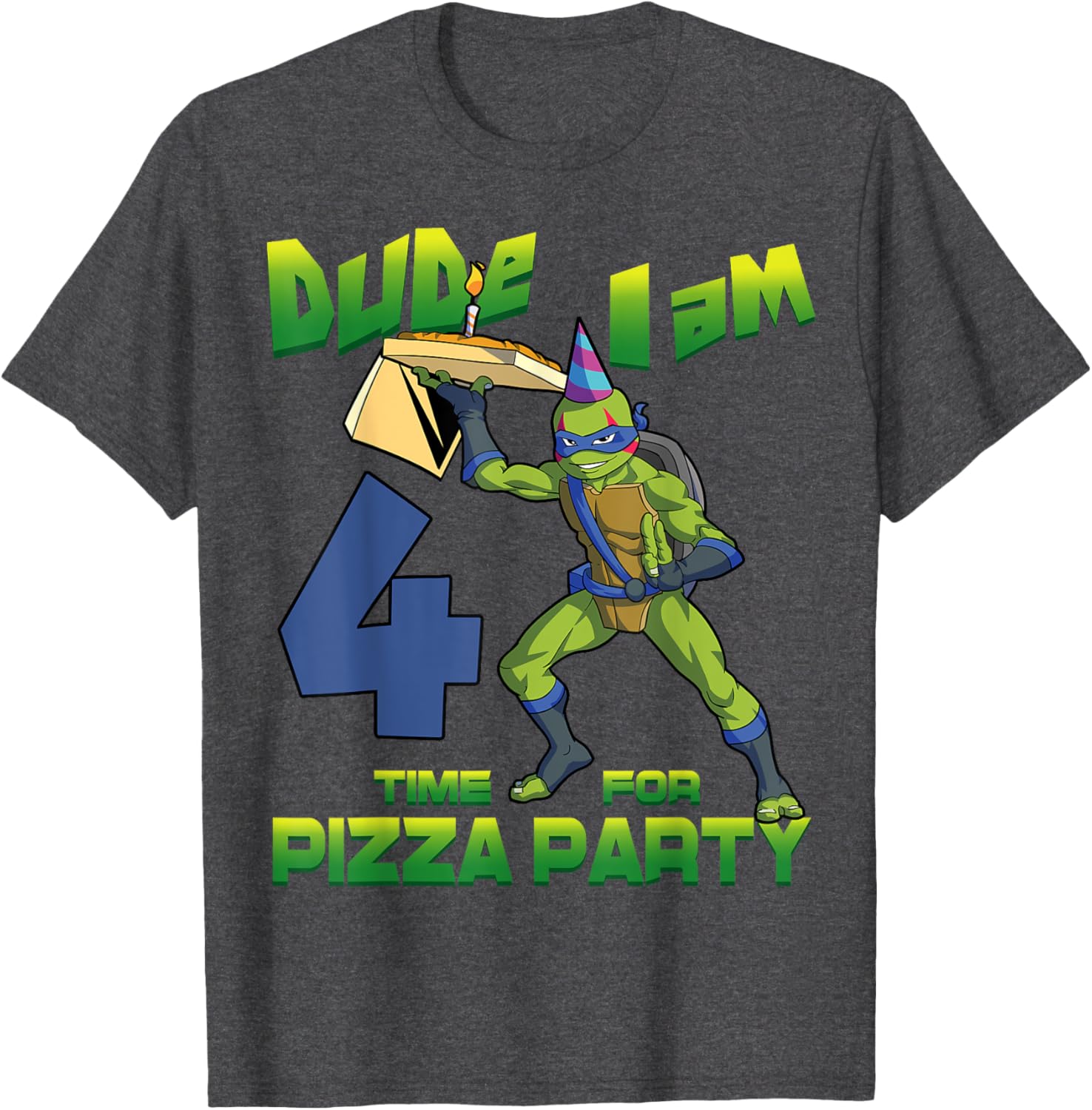 TMNT Leo Pizza Birthday Party T-Shirt for 4 Year Olds - Fun Design - 13