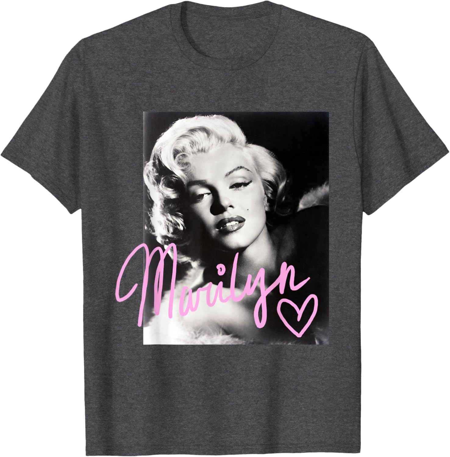 Marilyn Monroe Black and White T-Shirt with Pink Handwriting Design - 8