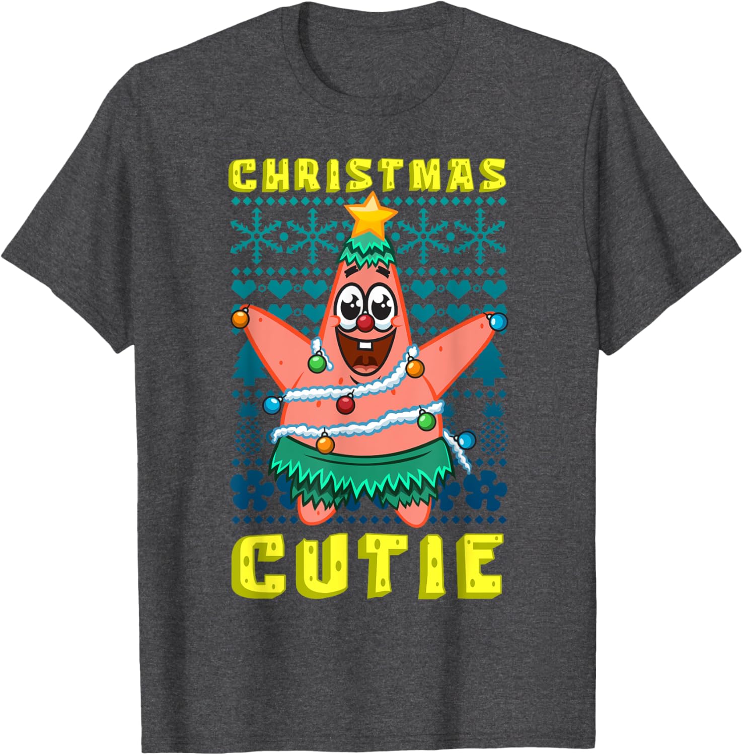 SpongeBob Patrick Star Christmas T-Shirt Cute Holiday Lights Design - 4