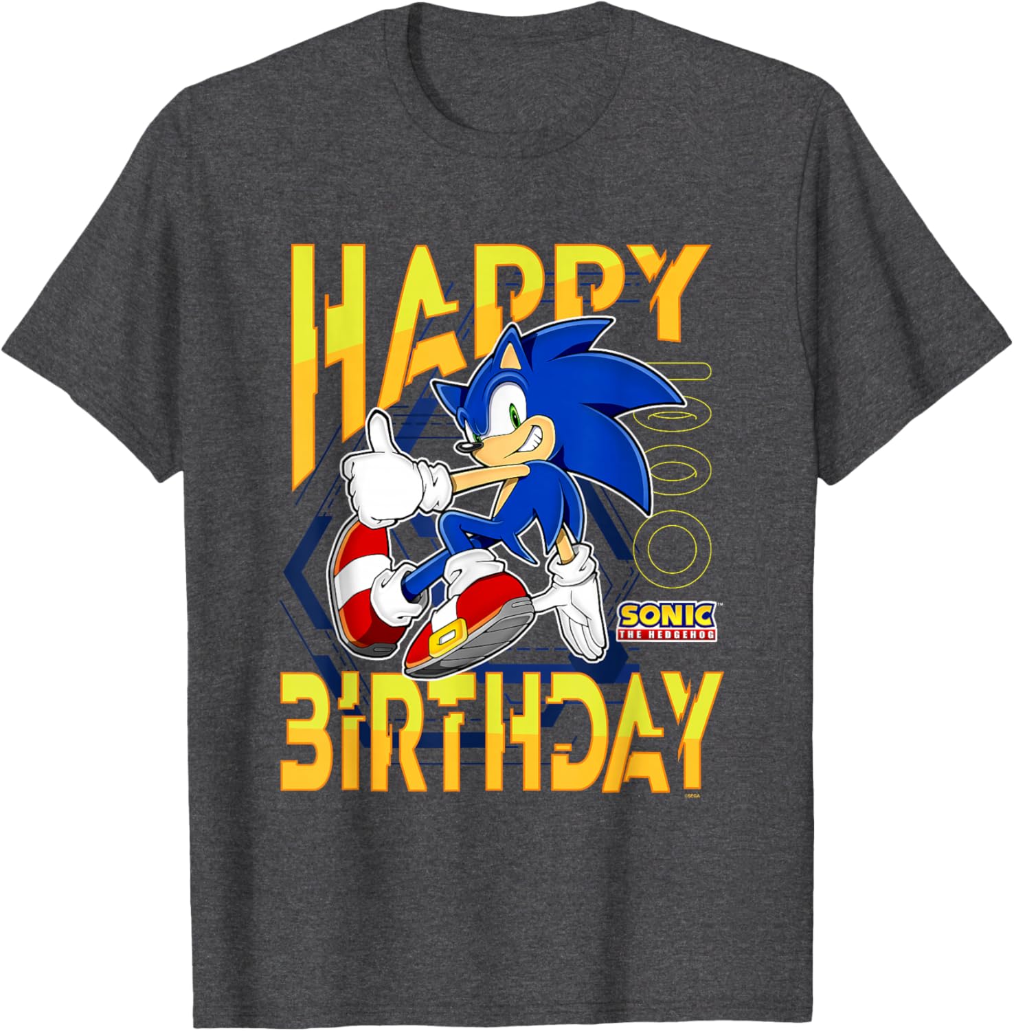 Sonic The Hedgehog Birthday T-Shirt with Thumbs Up Logo for Kids - 6