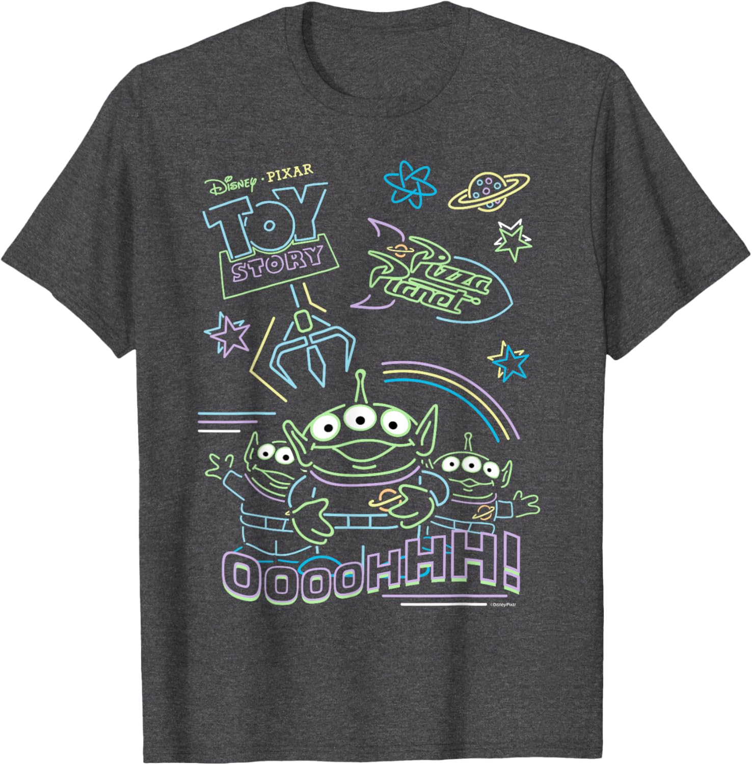 Toy Story Pizza Planet Aliens Neon T-Shirt for Kids and Adults - 14