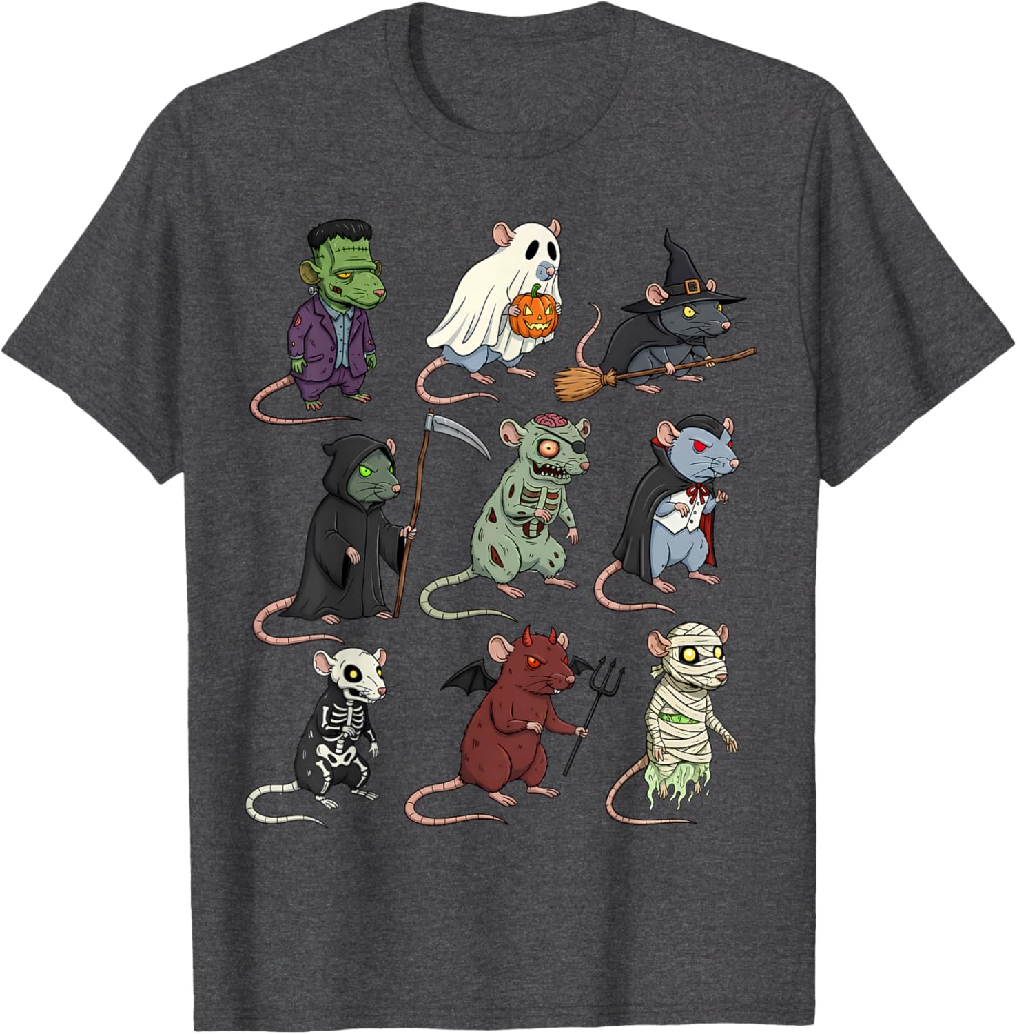 Spooky Witch Zombie Rat Halloween T-Shirt for Boys and Girls - 16