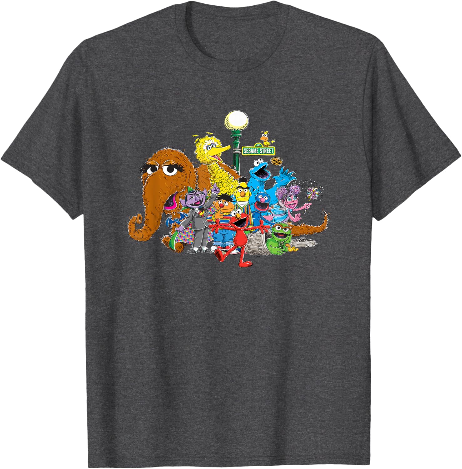 Sesame Street Group Street Light T-Shirt for Kids and Adults Fun Wear - 1