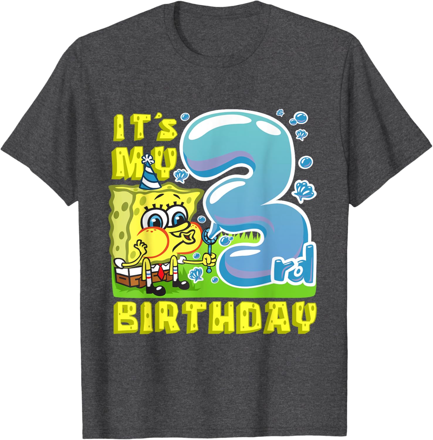 Mademark SpongeBob Third Birthday T-Shirt for Boys and Girls - 12