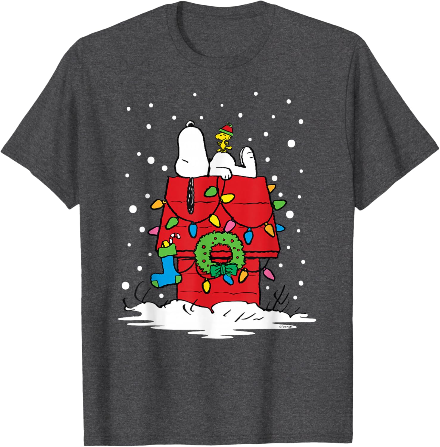 Peanuts Snoopy Woodstock Holiday Stocking T-Shirt for Festive Fun - 17