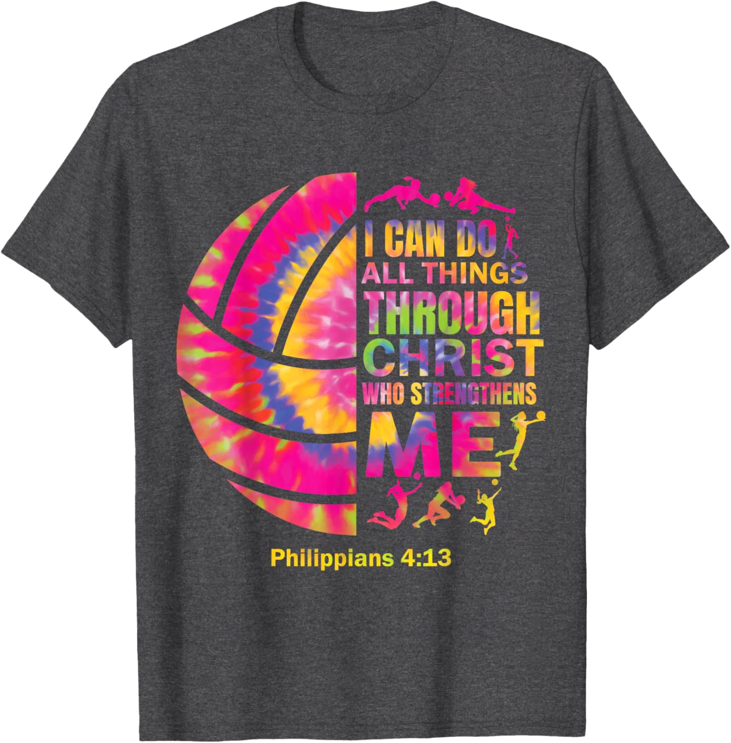 Christian Tie Dye Volleyball T-Shirt for Teen Girls and Women - 16