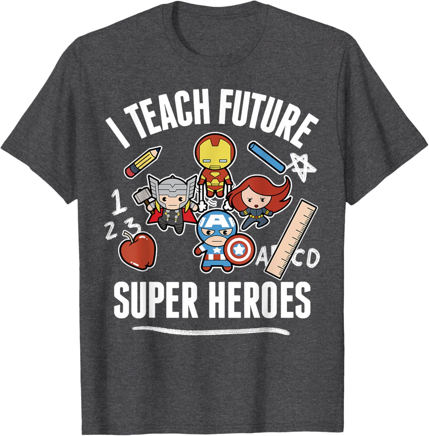 Marvel Avengers Classic I Teach Super Heroes Graphic T-Shirt for Fans - 14