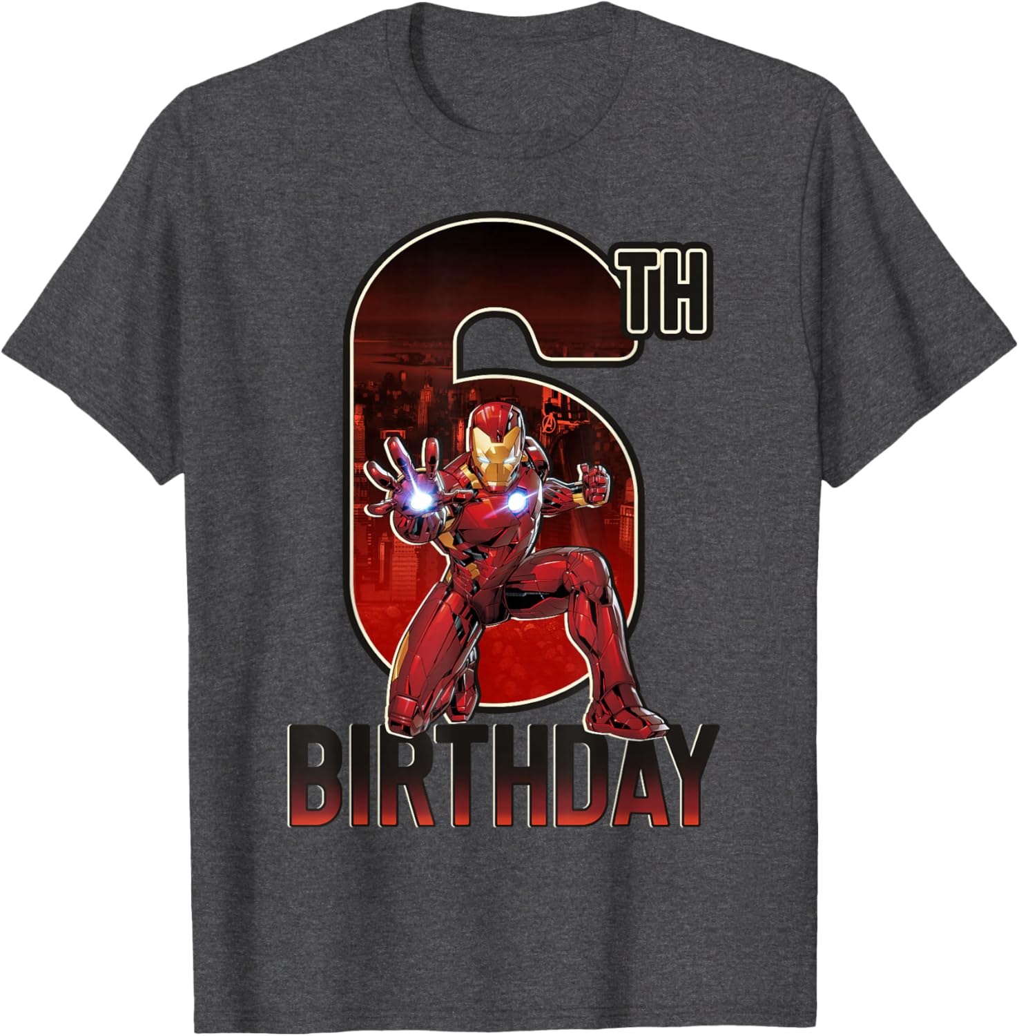 Marvel Iron Man 6th Birthday Graphic T-Shirt for Kids Action Pose - 7