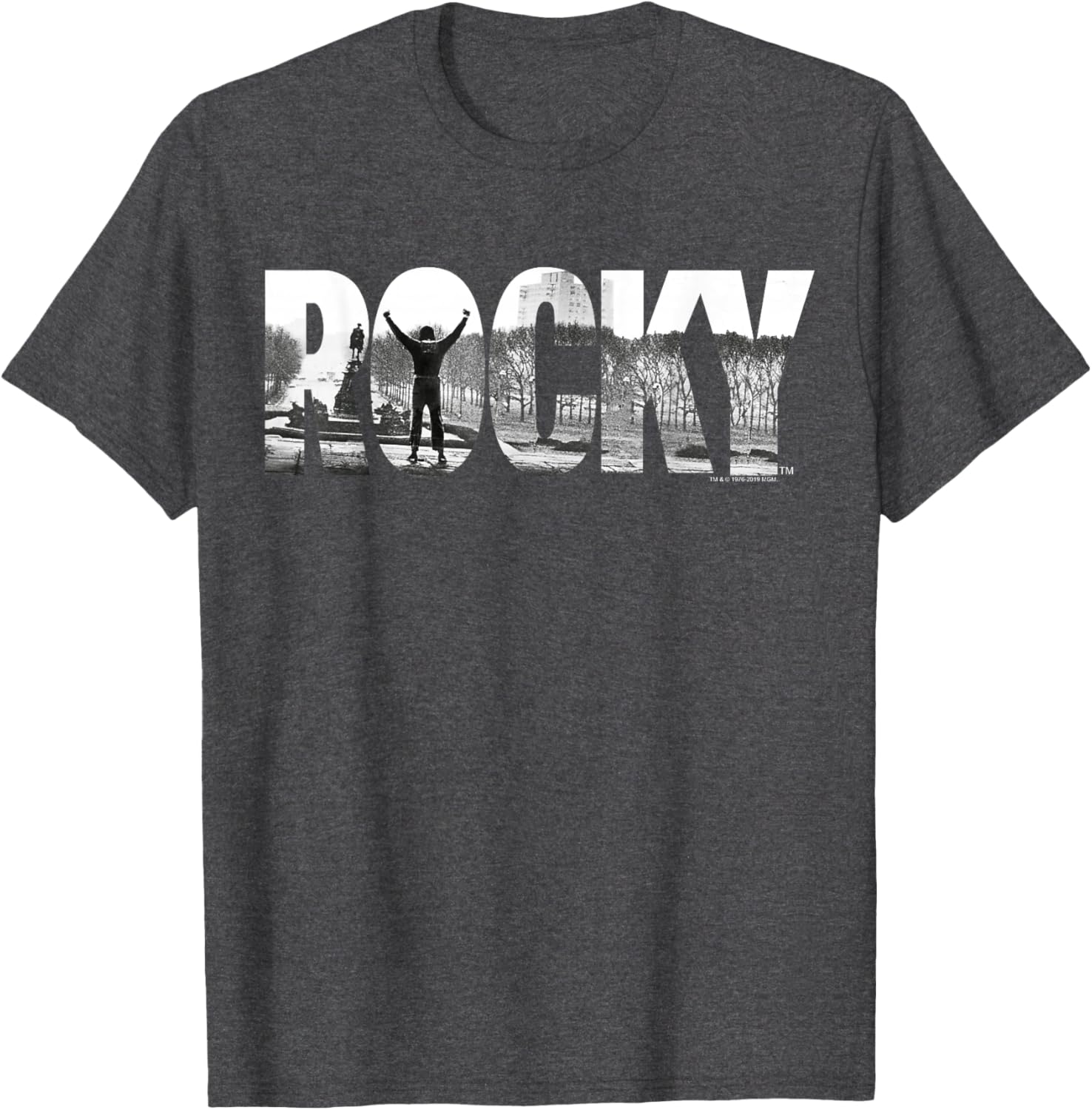 Rocky Black Classic Fit Cotton Crew Neck T-Shirt for Adults - Graphic Tee - 8