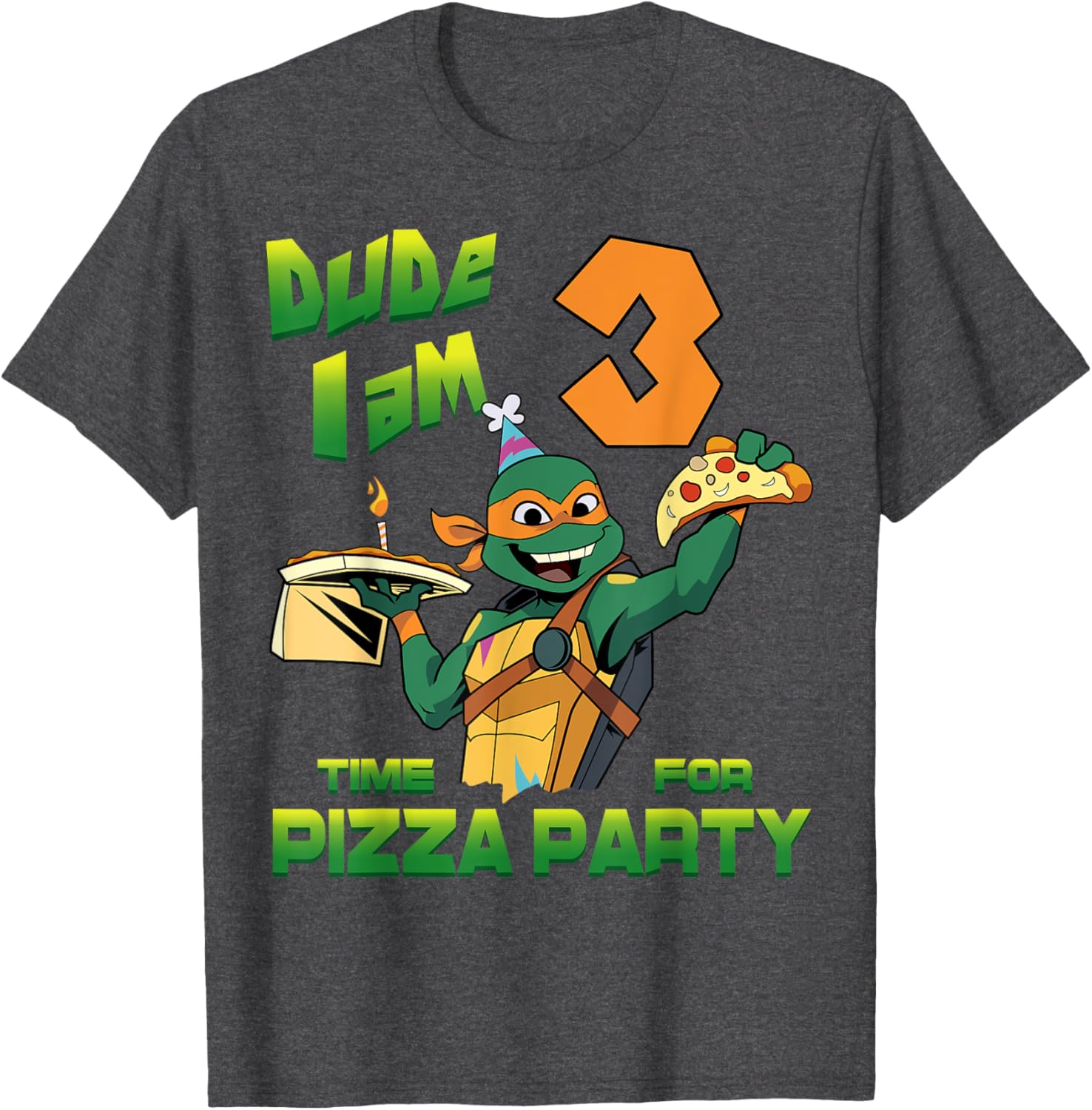Mademark Teenage Mutant Ninja Turtles Mikey 3rd Birthday Pizza T-Shirt - 19