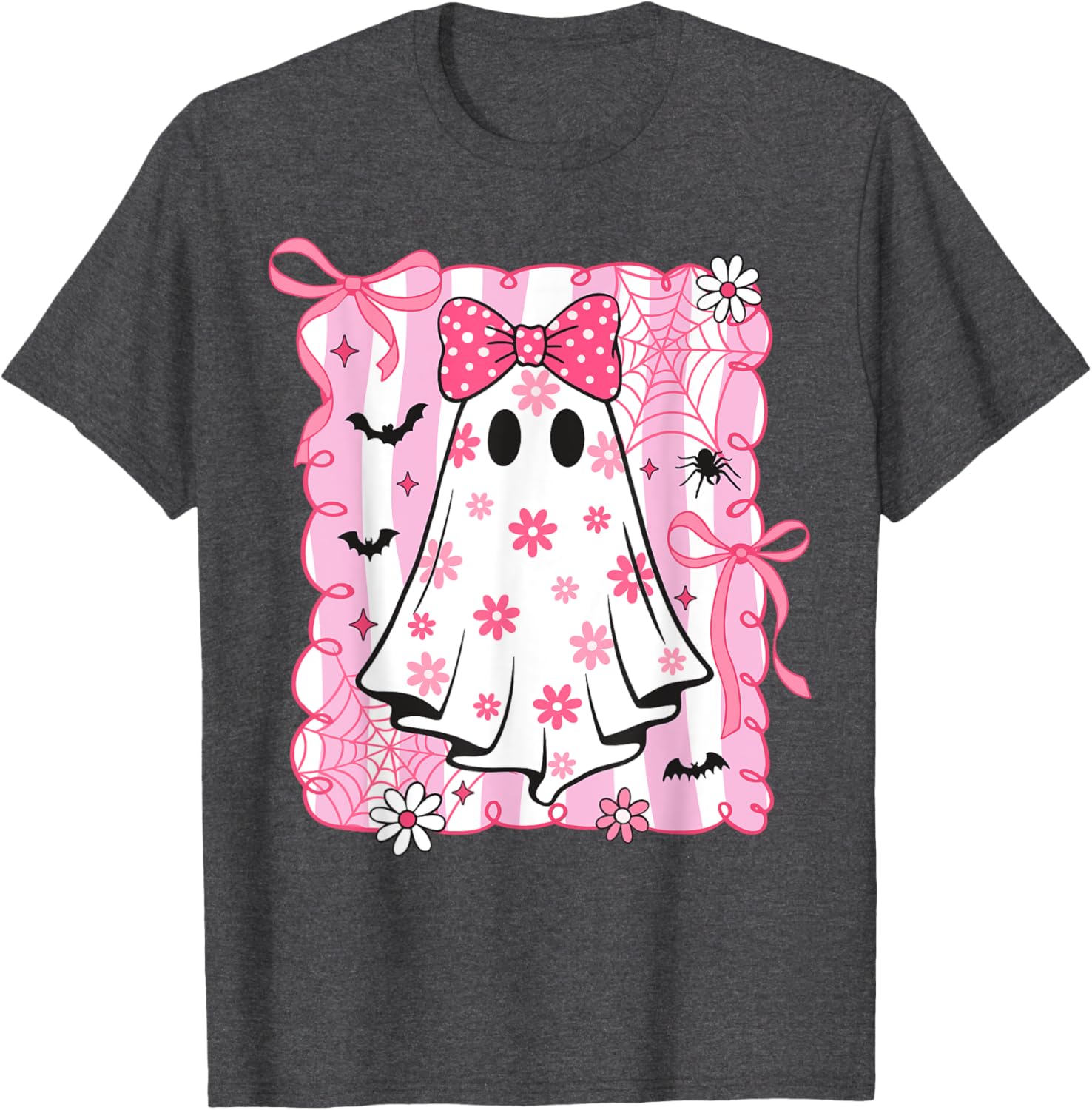Spooky Vibes Pink Ghost T-Shirt for Women and Kids - Perfect Halloween Style - 29
