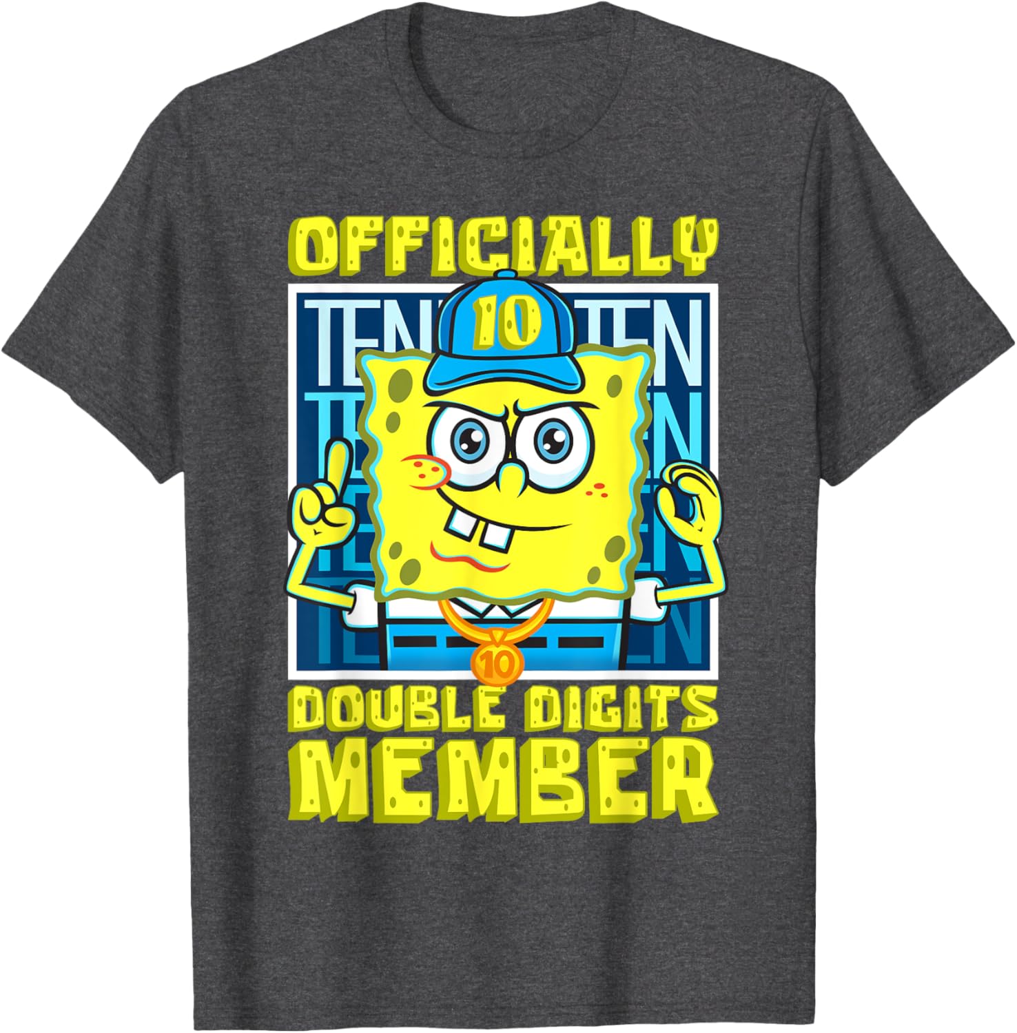 Mademark SpongeBob SquarePants Boys 10th Birthday T-Shirt Fun Style - 10