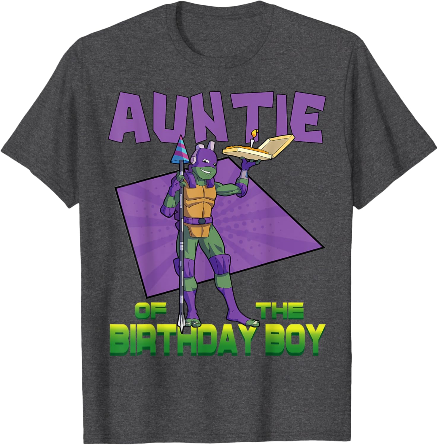 Mademark TMNT Donnie Auntie Birthday Pizza Party T-Shirt for Kids - 2