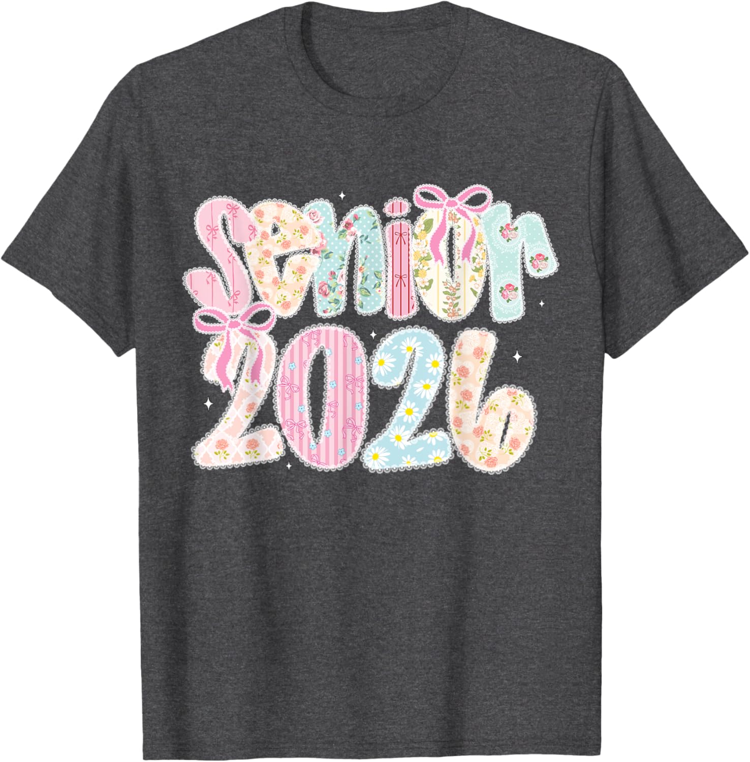 Coquette Lace Floral Pastel Graduation T-Shirt for Senior 2026 - 1