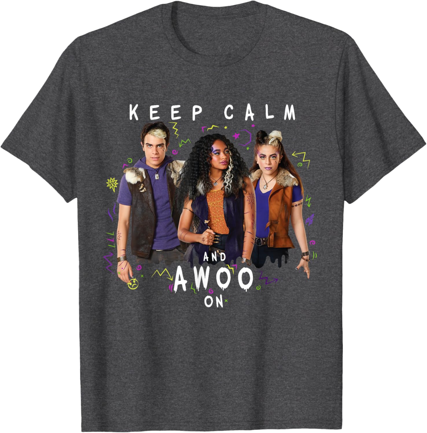 Disney Channel Zombies 2 Keep Calm and Awoo On Fun T-Shirt for Fans - 6