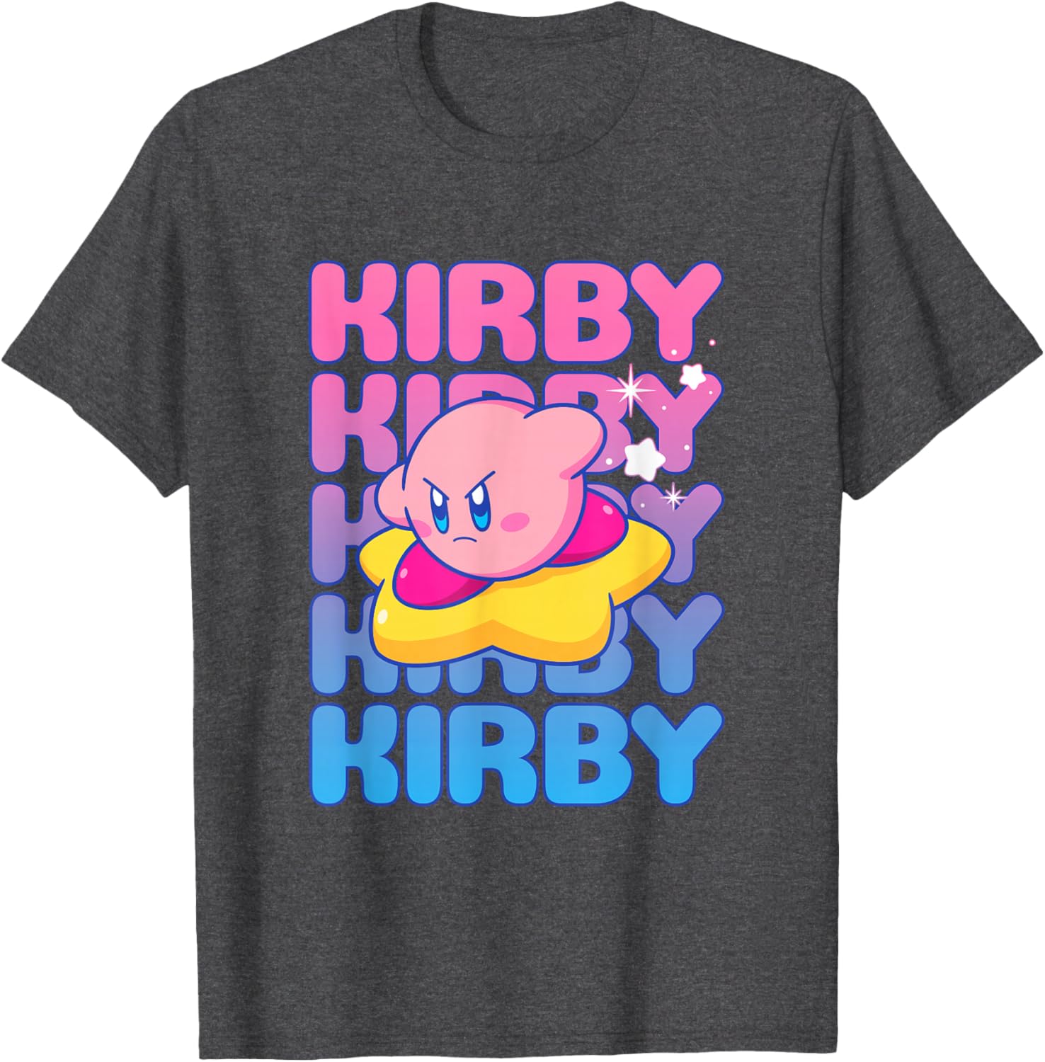 Kirby Nintendo Big Bubble Text Stack T-Shirt for Gamers and Fans - 14