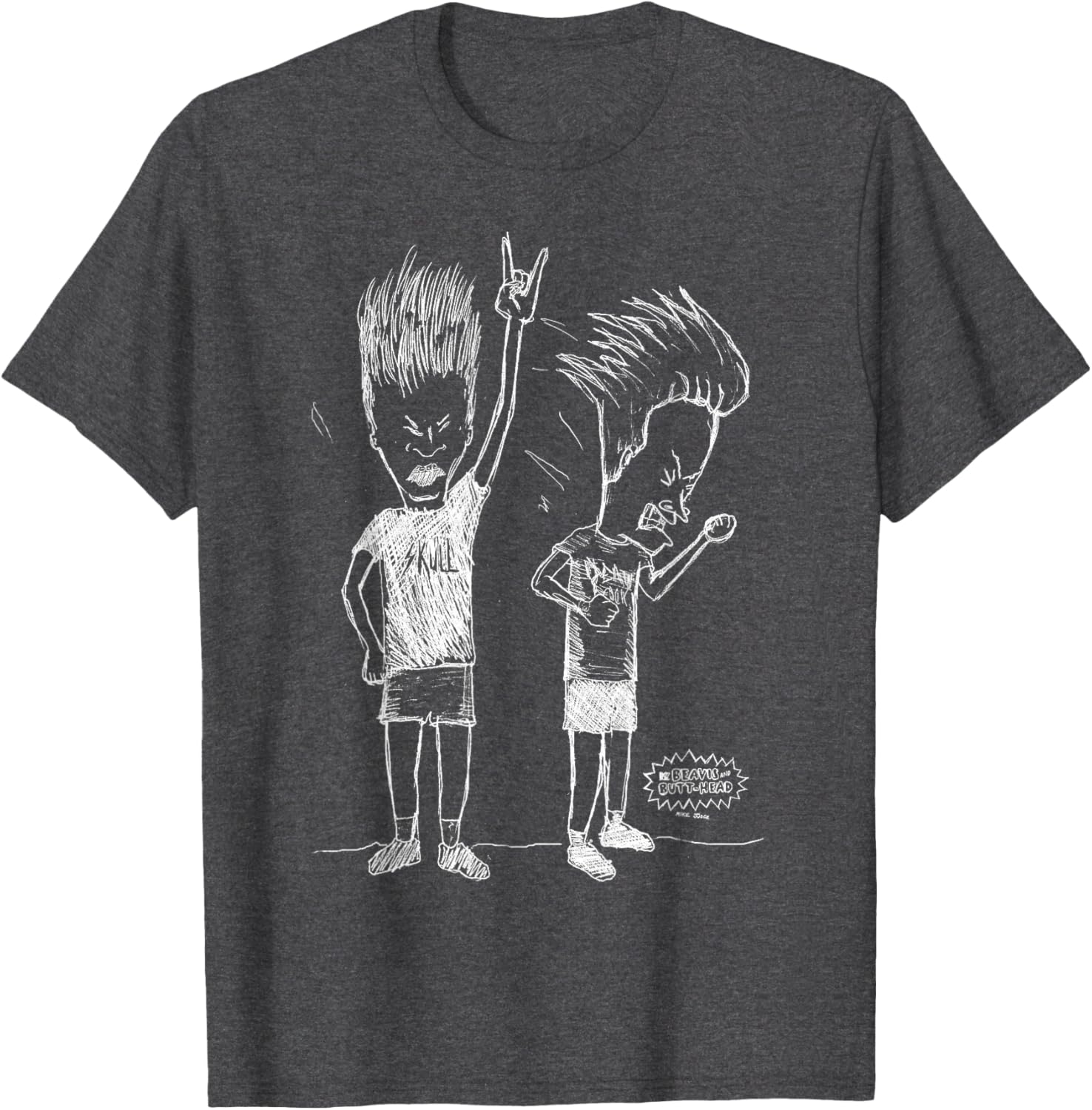 Beavis and Butt-Head Head Bang Sketch T-Shirt for Fun Casual Wear - 3