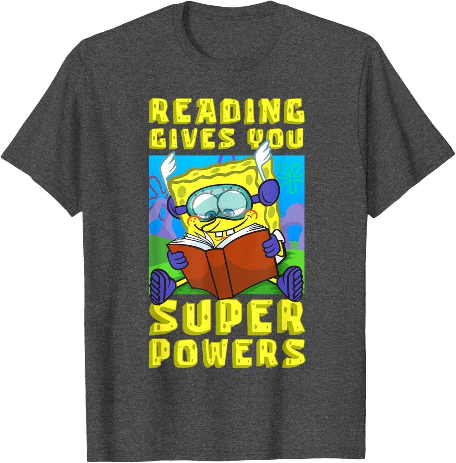 Mademark SpongeBob SquarePants Super Powers Reading T-Shirt for Kids - 15