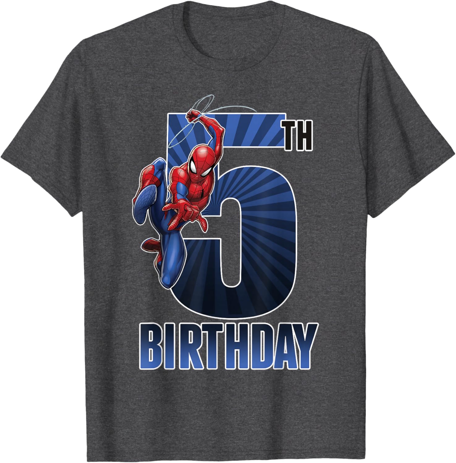 Marvel Spider-Man 5th Birthday Graphic T-Shirt for Kids Fun Party Wear - 5