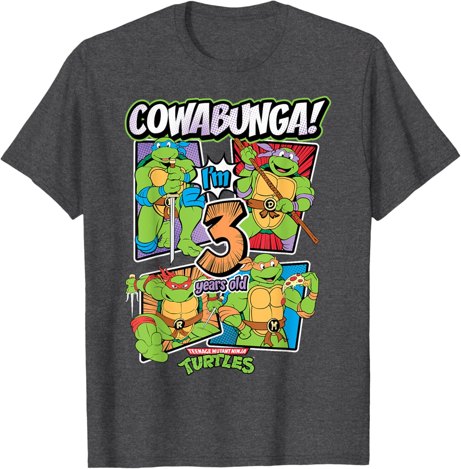 Cowabunga I'm 3 Years Old TMNT T-Shirt for Kids Fun Birthday Apparel - 8