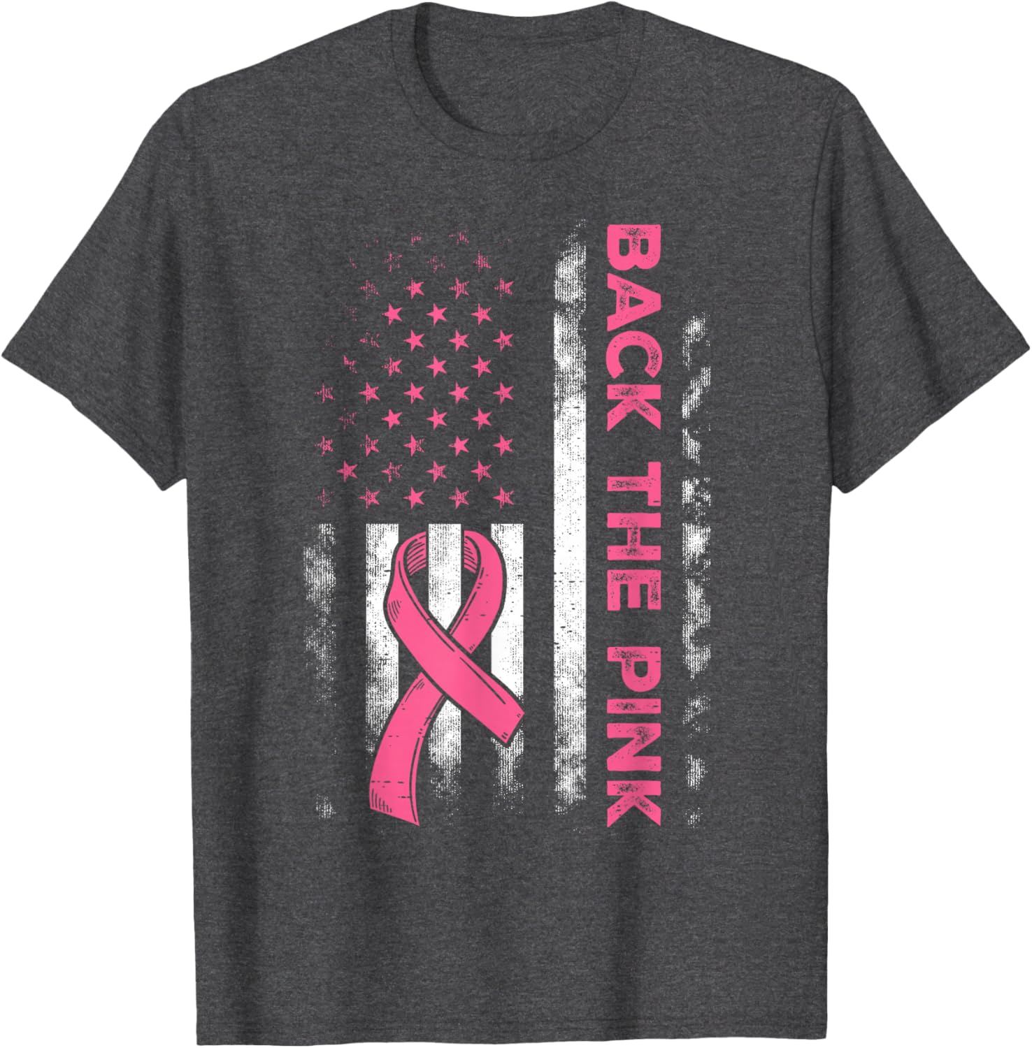 Back The Pink US Flag Breast Cancer Awareness T-Shirt for All Ages - 15