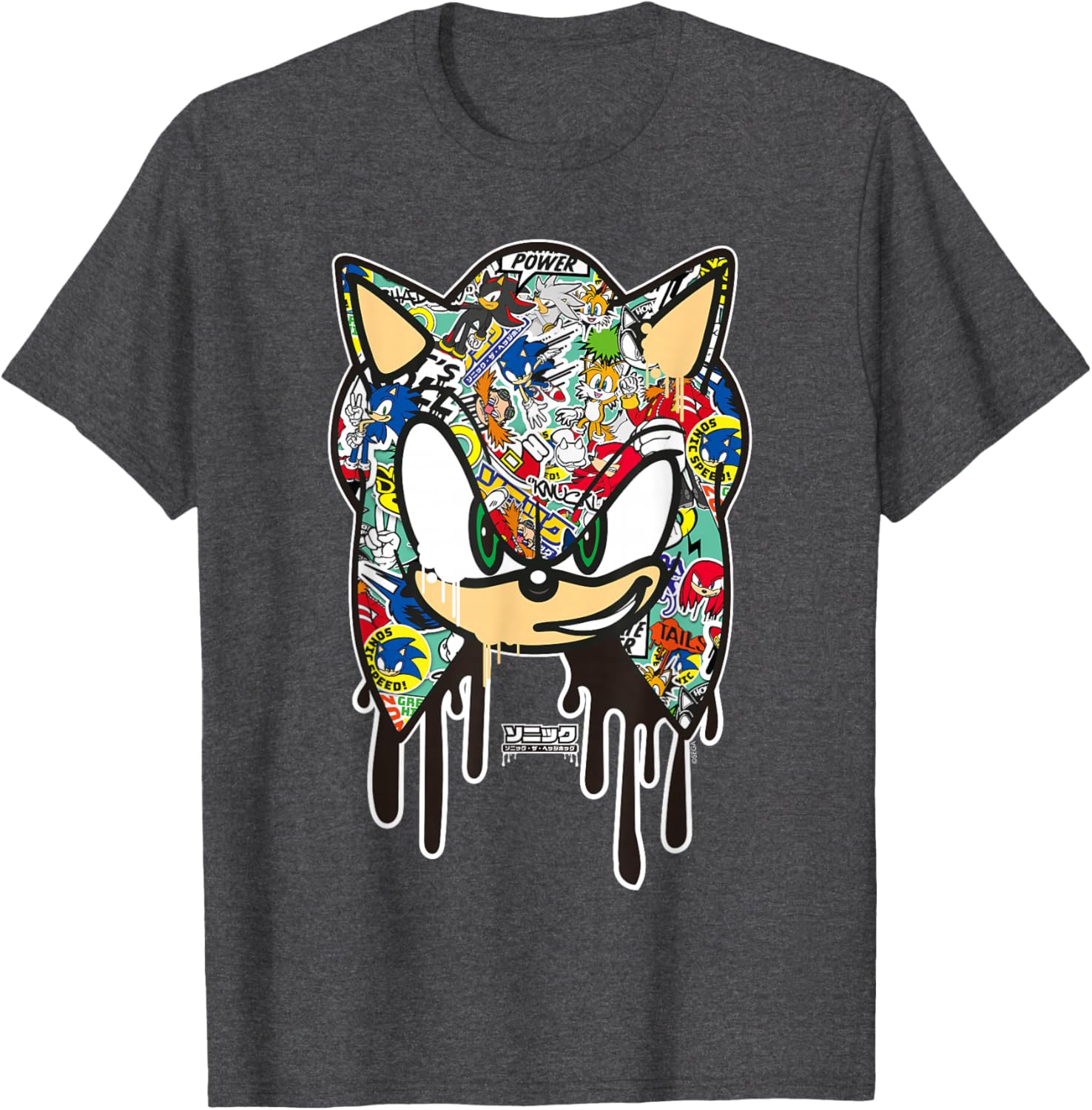 Sonic the Hedgehog Sticker T-Shirt for Fans of Cool Cartoon Style - 18